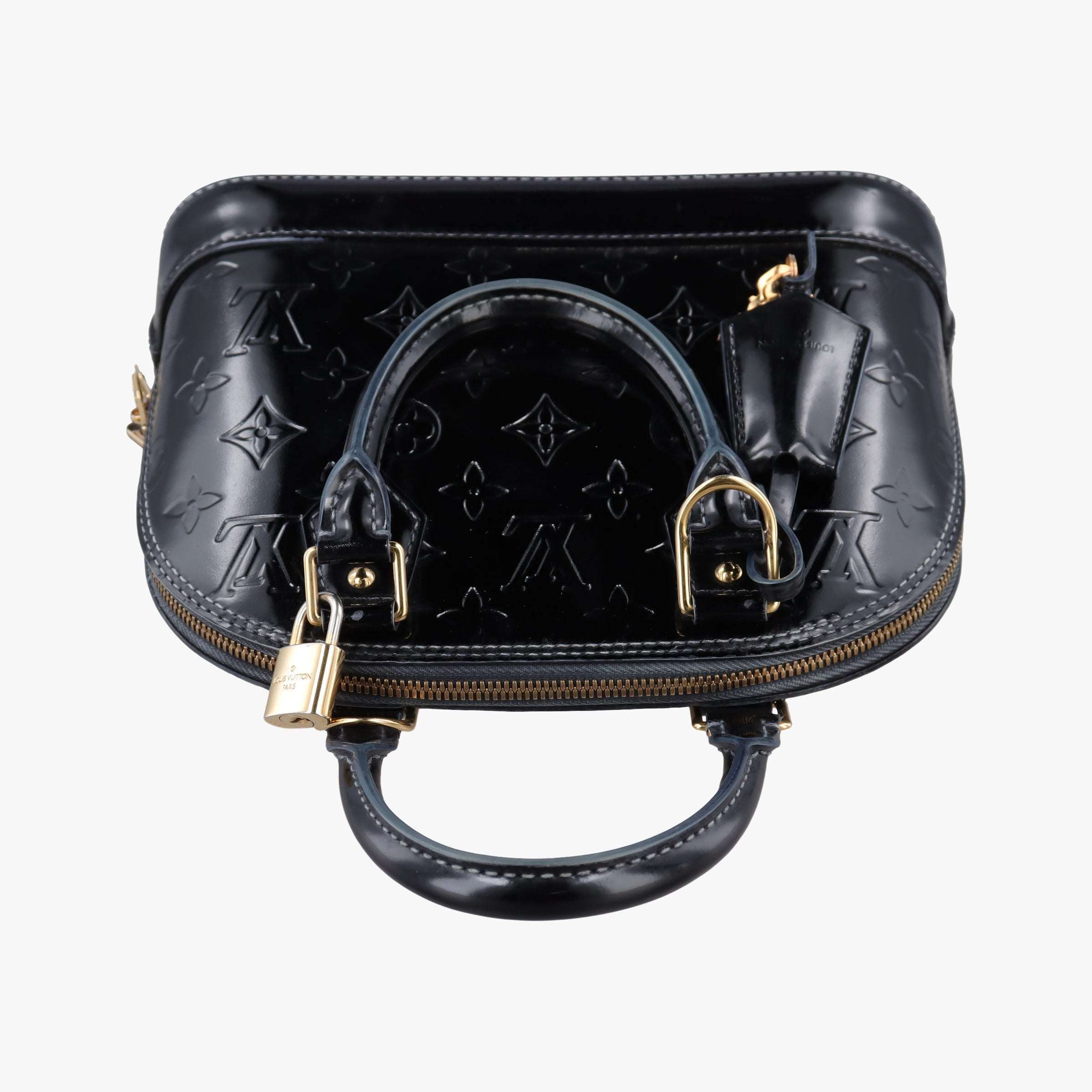Pre-owned Louis Vuitton Alma BB Bleu Nuit Monogram  Vernis  shoulderbag | stylenewstar