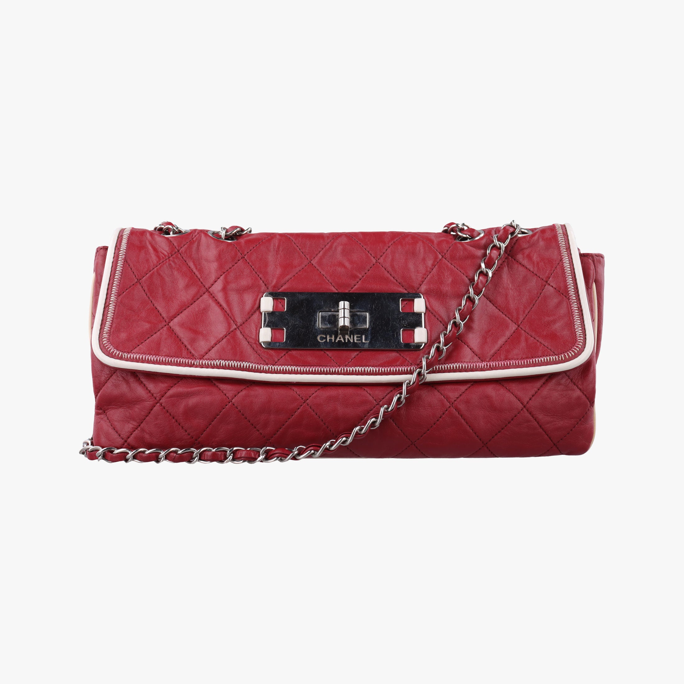 Vintage Chanel 2.55East West Red Leather A37691 shoulderbag | stylenewstar