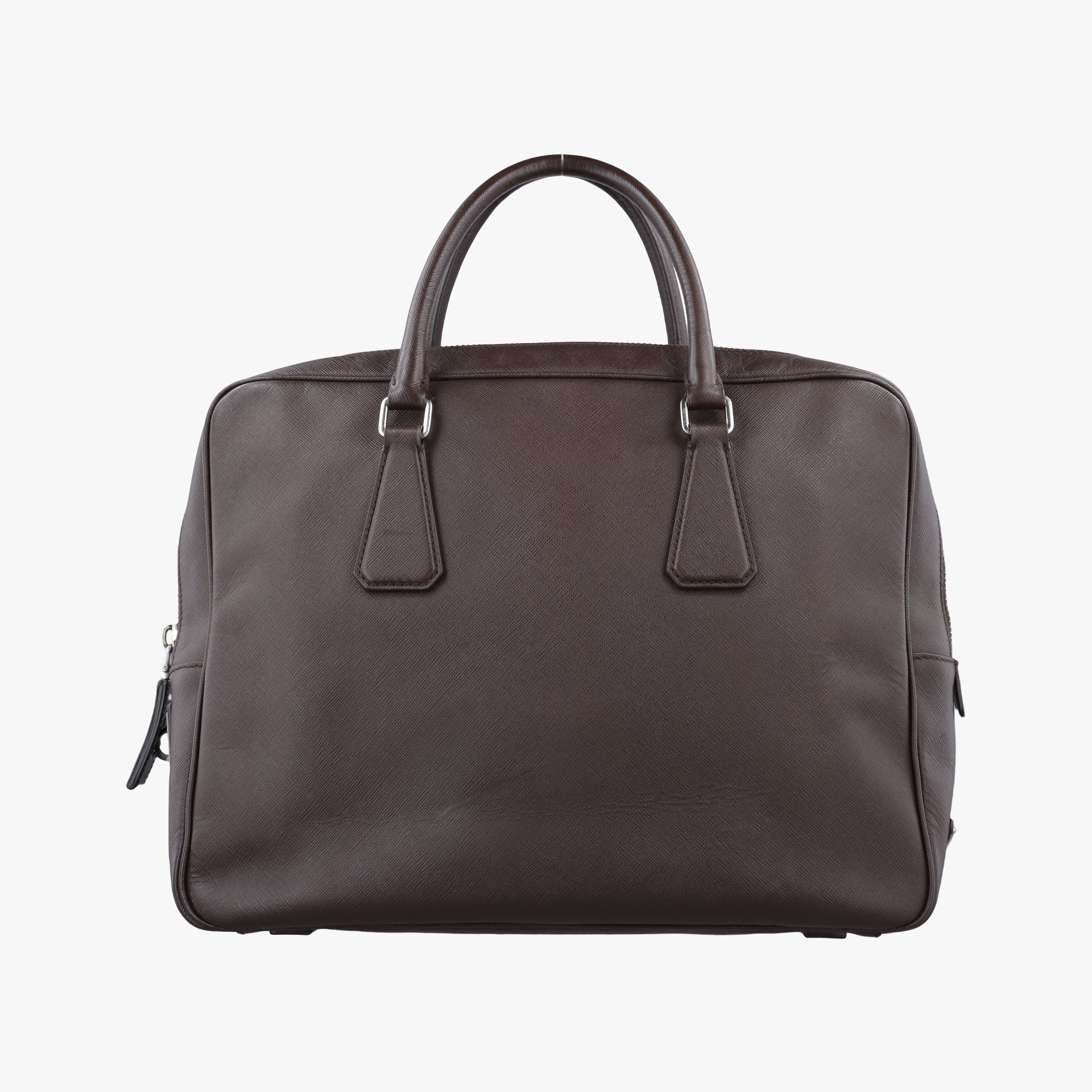 Secondhand Prada business bag briefcase Brown SAFFIANO Leather 2VE363 handbag | stylenewstar