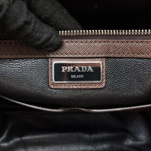 Secondhand Prada business bag briefcase Brown SAFFIANO Leather 2VE363 handbag | stylenewstar