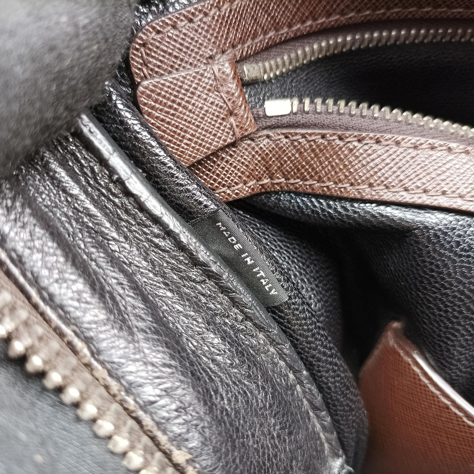 Secondhand Prada business bag briefcase Brown SAFFIANO Leather 2VE363 handbag | stylenewstar