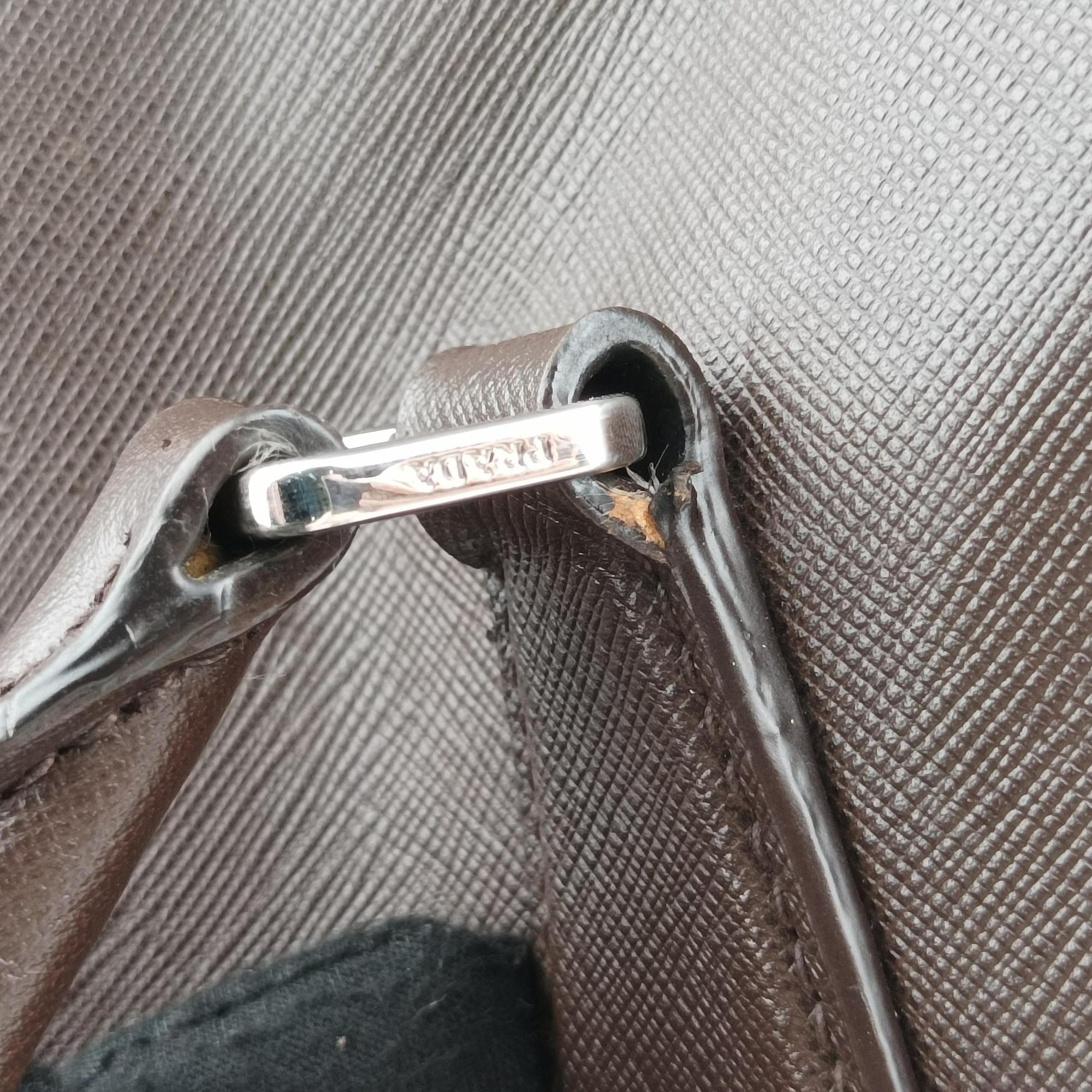 Secondhand Prada business bag briefcase Brown SAFFIANO Leather 2VE363 handbag | stylenewstar