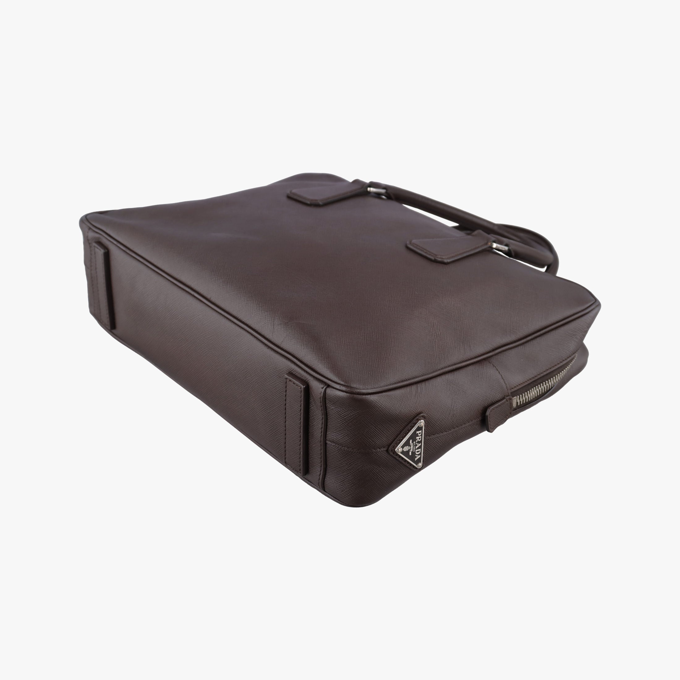 Secondhand Prada business bag briefcase Brown SAFFIANO Leather 2VE363 handbag | stylenewstar