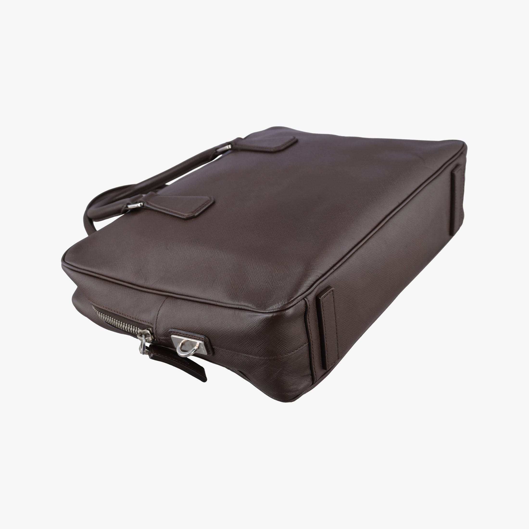 Secondhand Prada business bag briefcase Brown SAFFIANO Leather 2VE363 handbag | stylenewstar