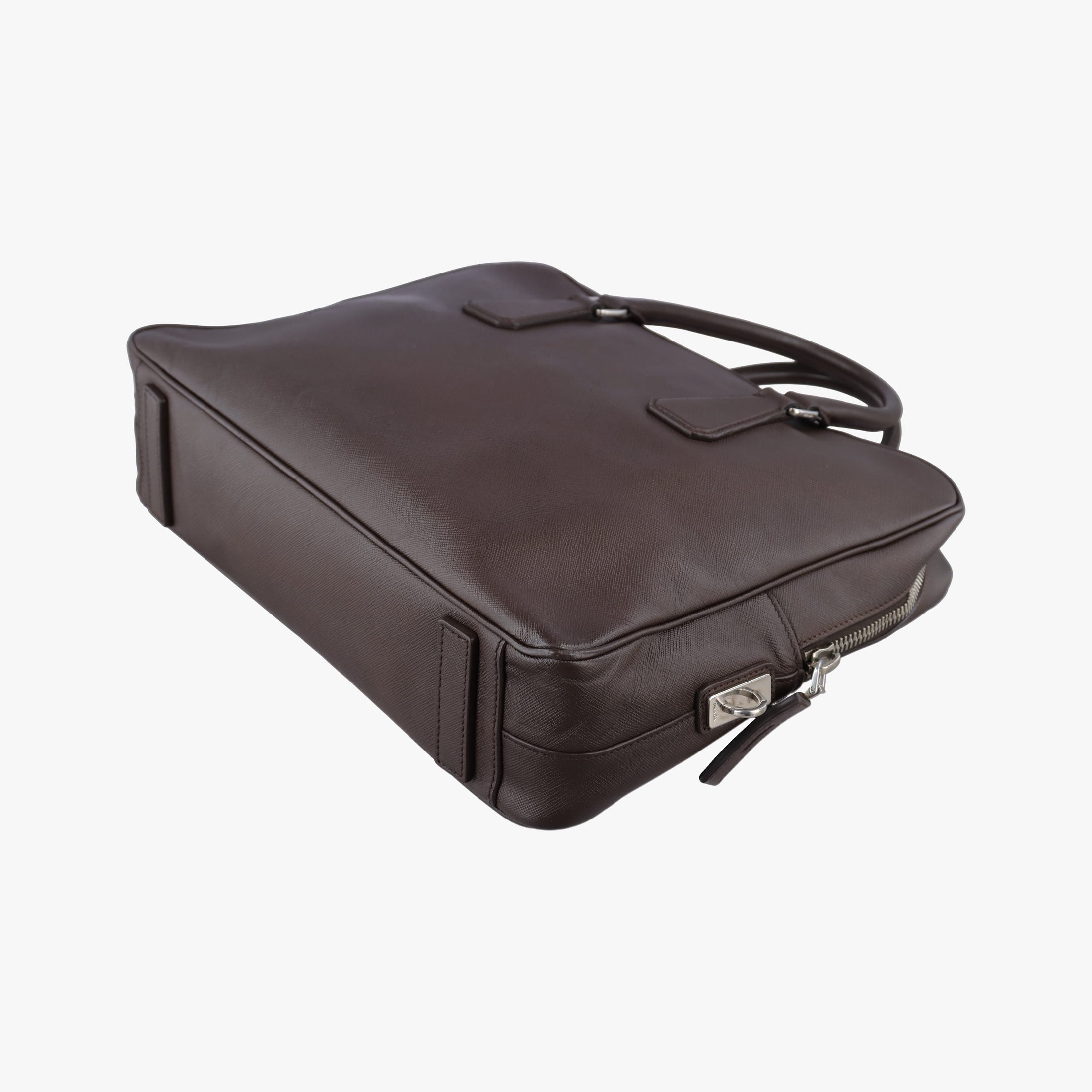 Secondhand Prada business bag briefcase Brown SAFFIANO Leather 2VE363 handbag | stylenewstar