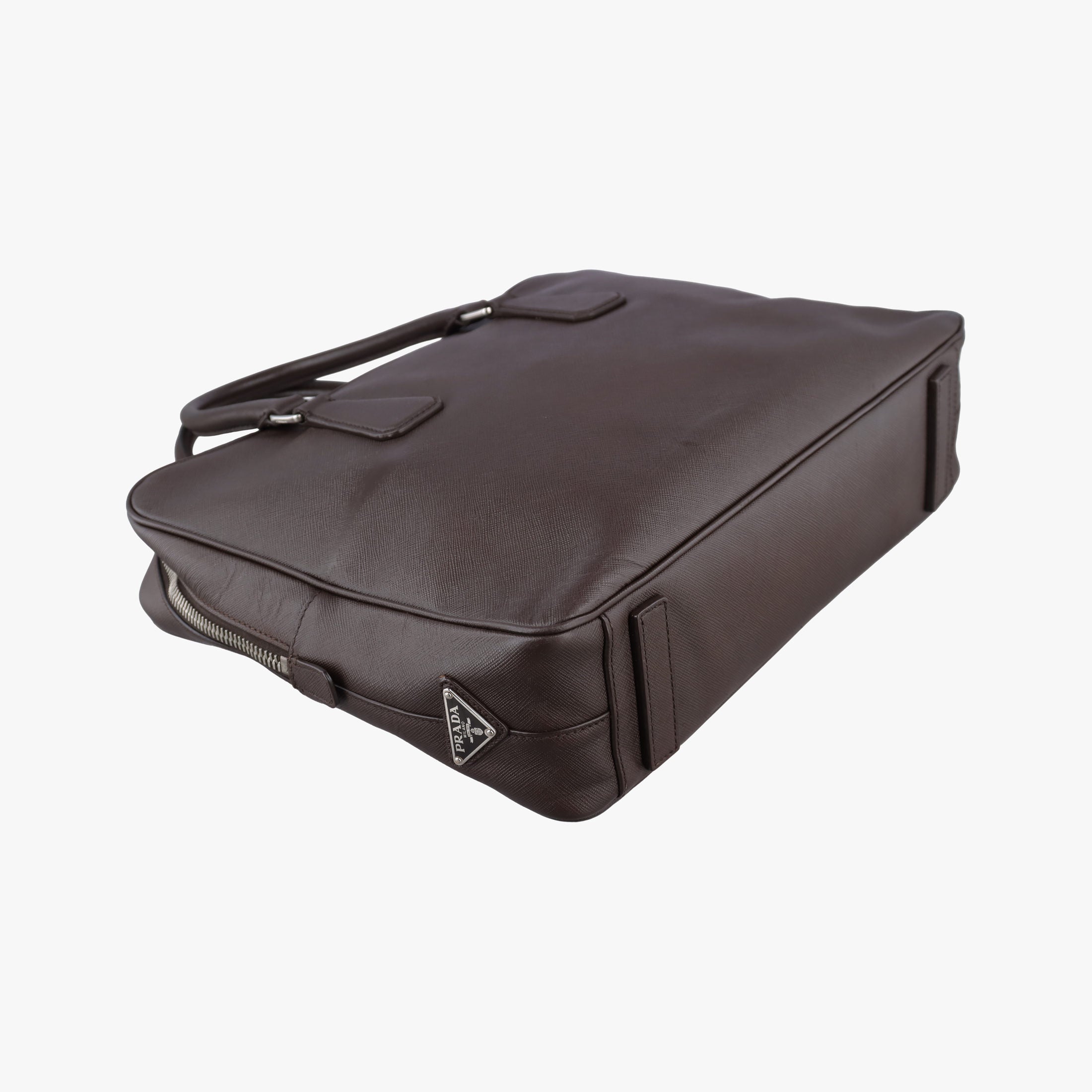 Secondhand Prada business bag briefcase Brown SAFFIANO Leather 2VE363 handbag | stylenewstar