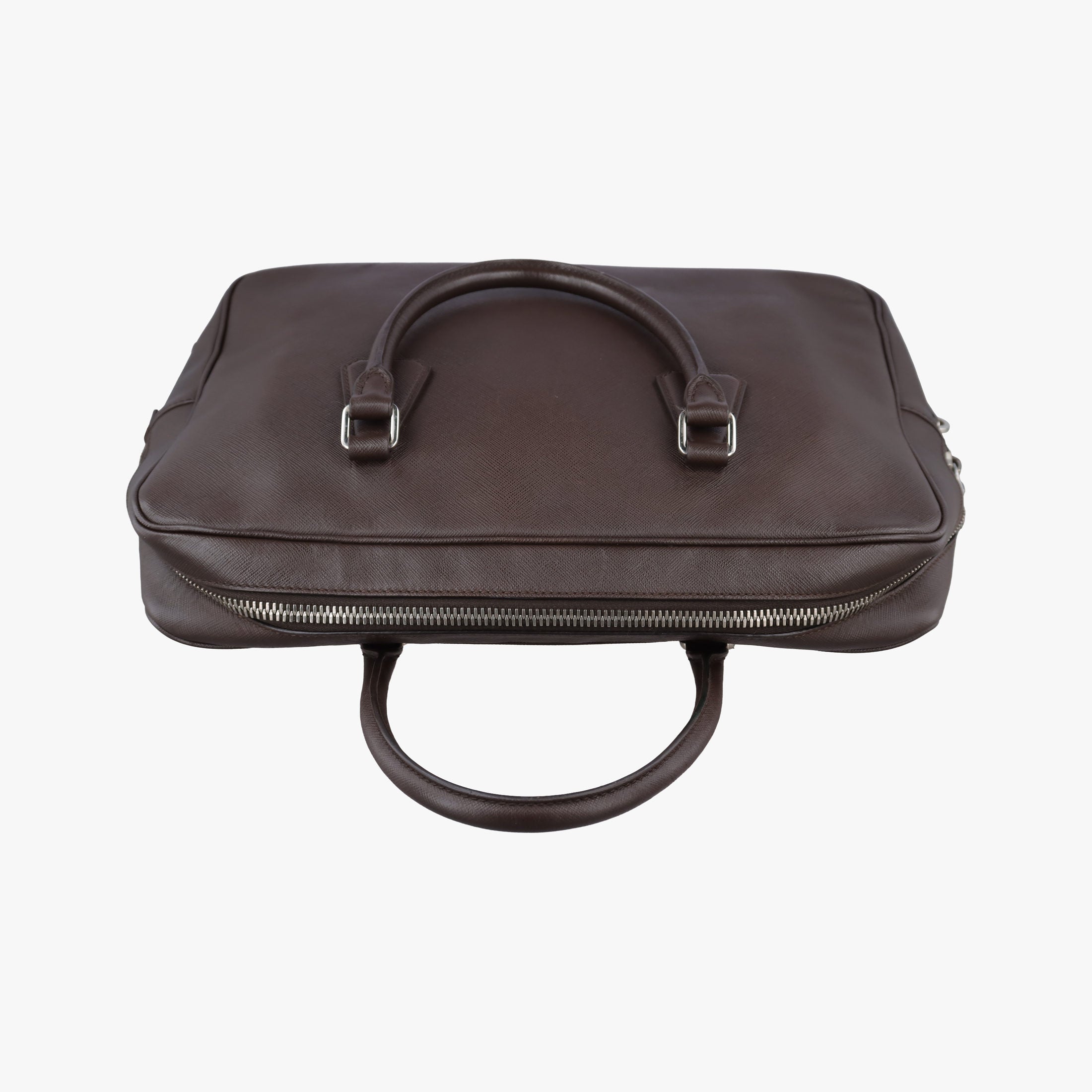 Secondhand Prada business bag briefcase Brown SAFFIANO Leather 2VE363 handbag | stylenewstar