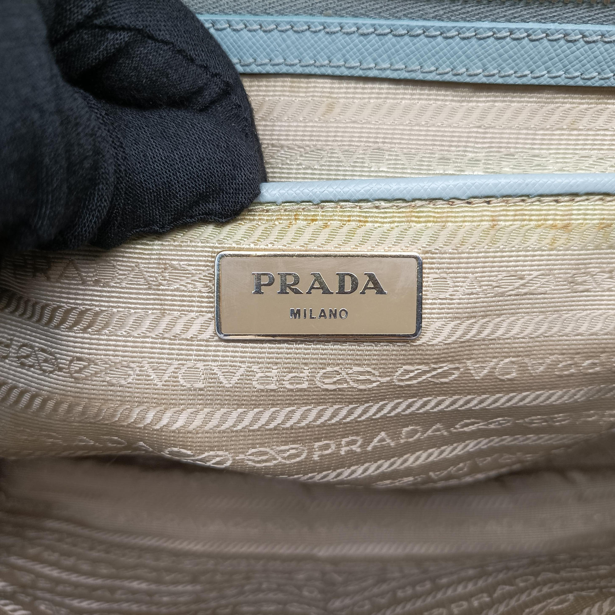 Pre-owned Prada Galleria Blue SAFFIANO Leather BN2274 handbag | stylenewstar