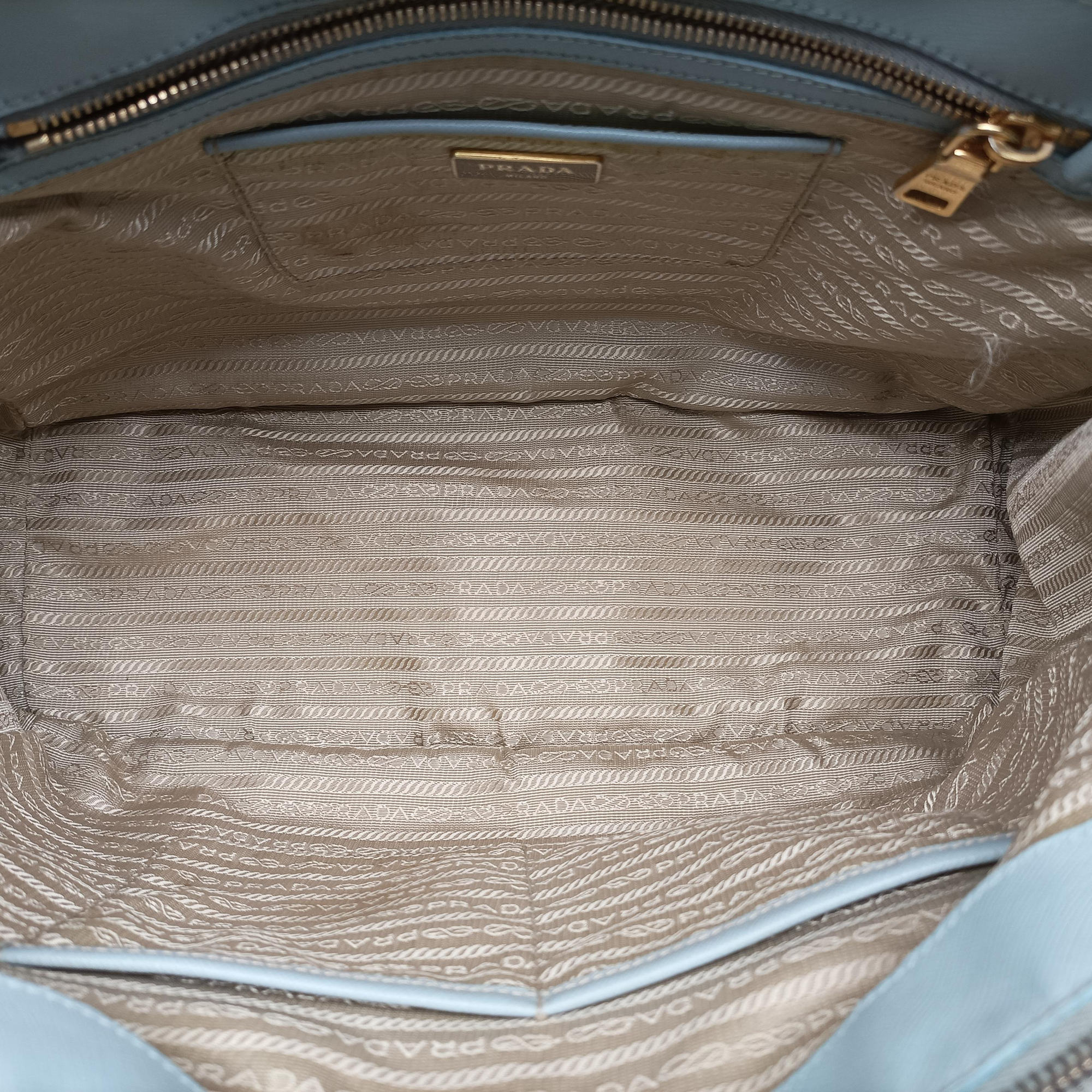 Pre-owned Prada Galleria Blue SAFFIANO Leather BN2274 handbag | stylenewstar