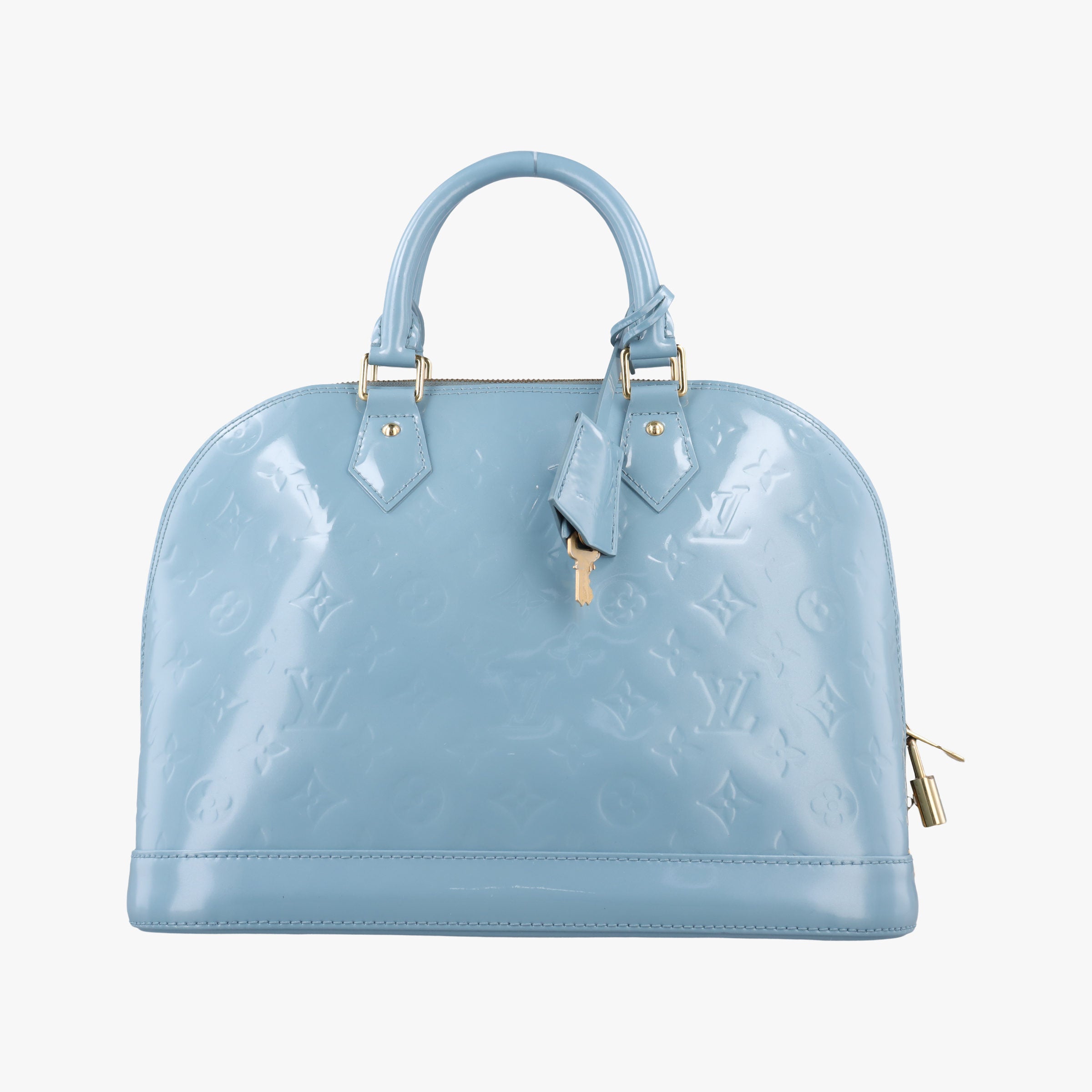 Pre-owned Louis Vuitton Alma PM Light Blue Vernis  handbag | stylenewstar