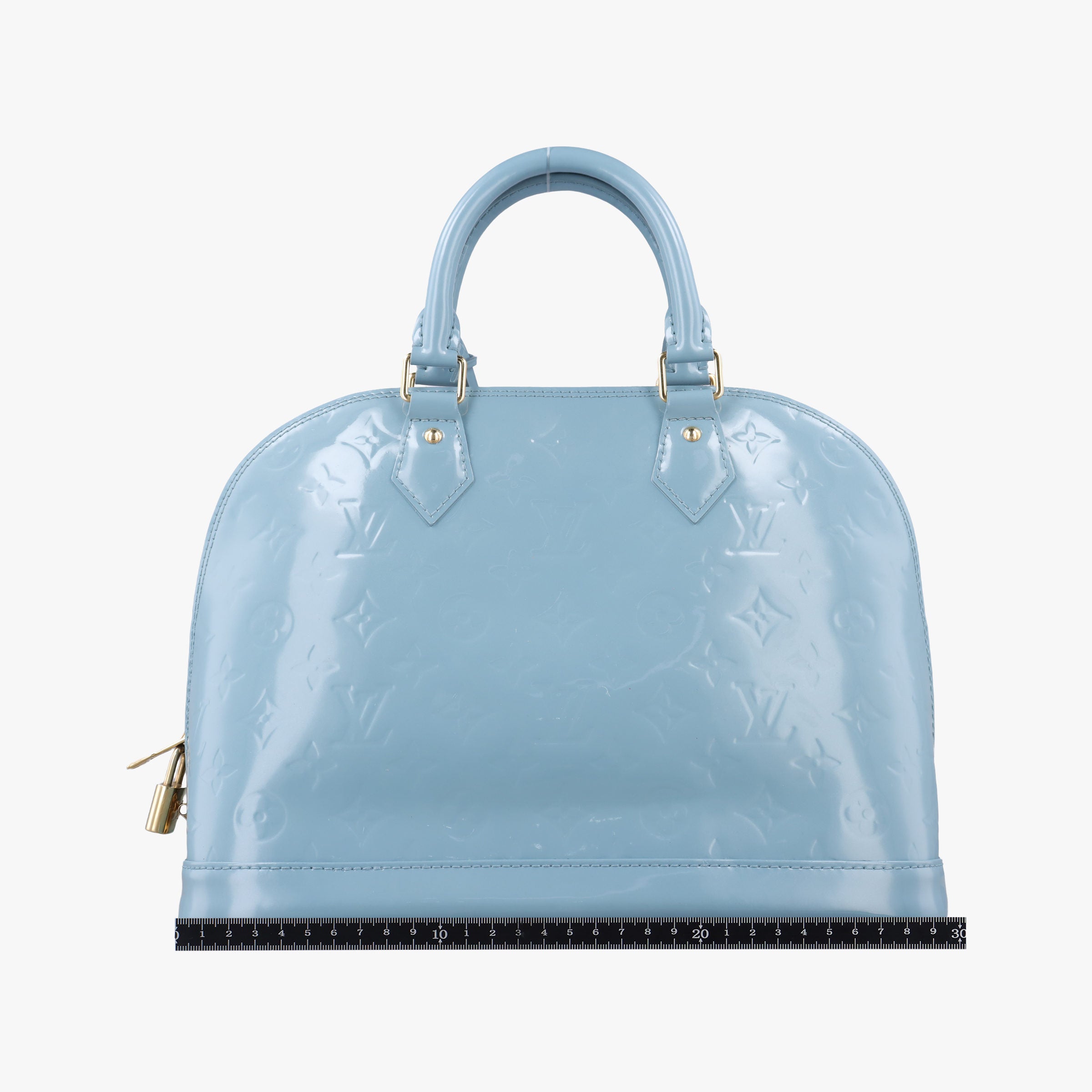 Pre-owned Louis Vuitton Alma PM Light Blue Vernis  handbag | stylenewstar