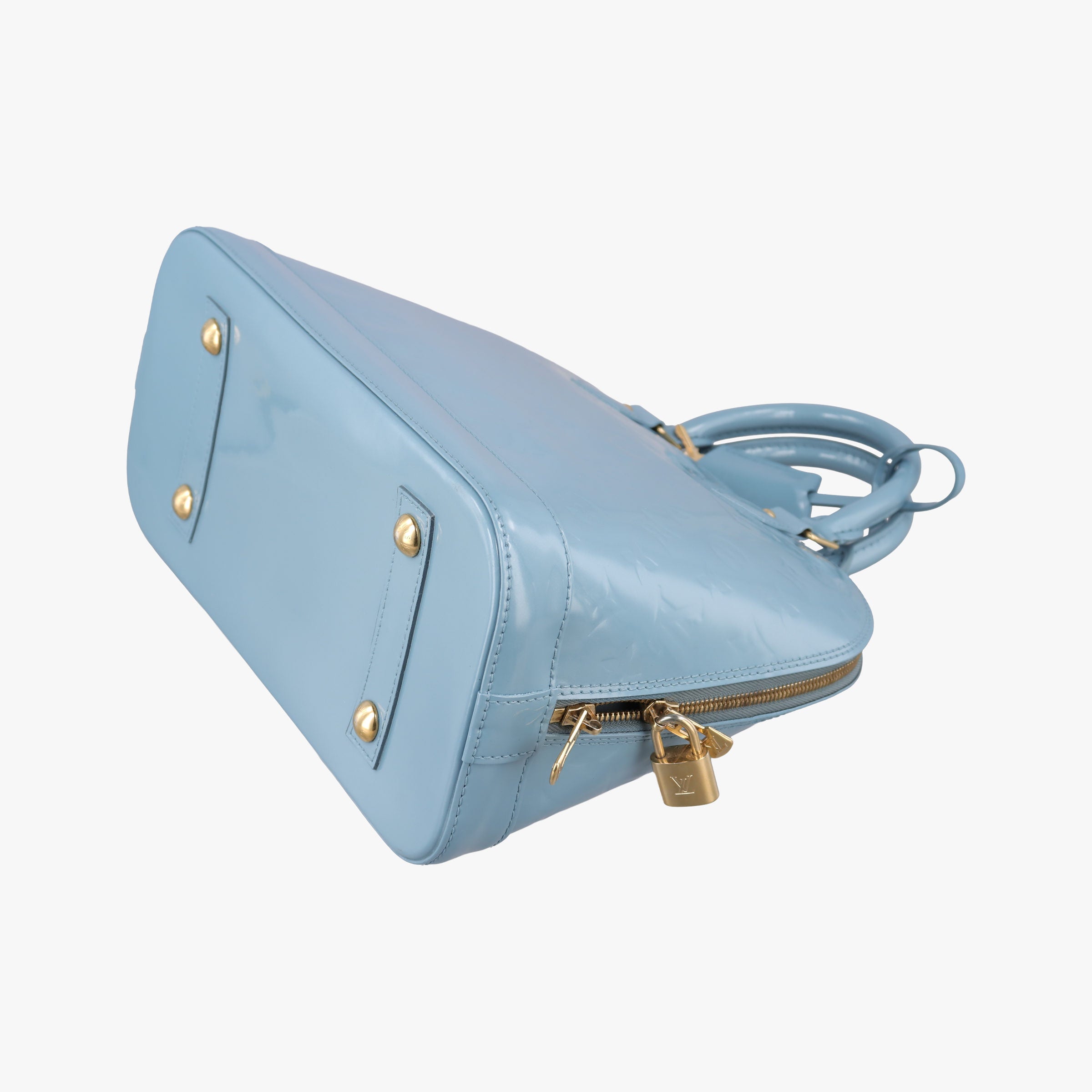 Pre-owned Louis Vuitton Alma PM Light Blue Vernis  handbag | stylenewstar