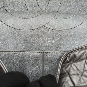 Pre-owned Chanel 2.55 double flap Matelasse Silver Leather A37590 shoulderbag | stylenewstar