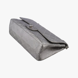 Pre-owned Chanel 2.55 double flap Matelasse Silver Leather A37590 shoulderbag | stylenewstar
