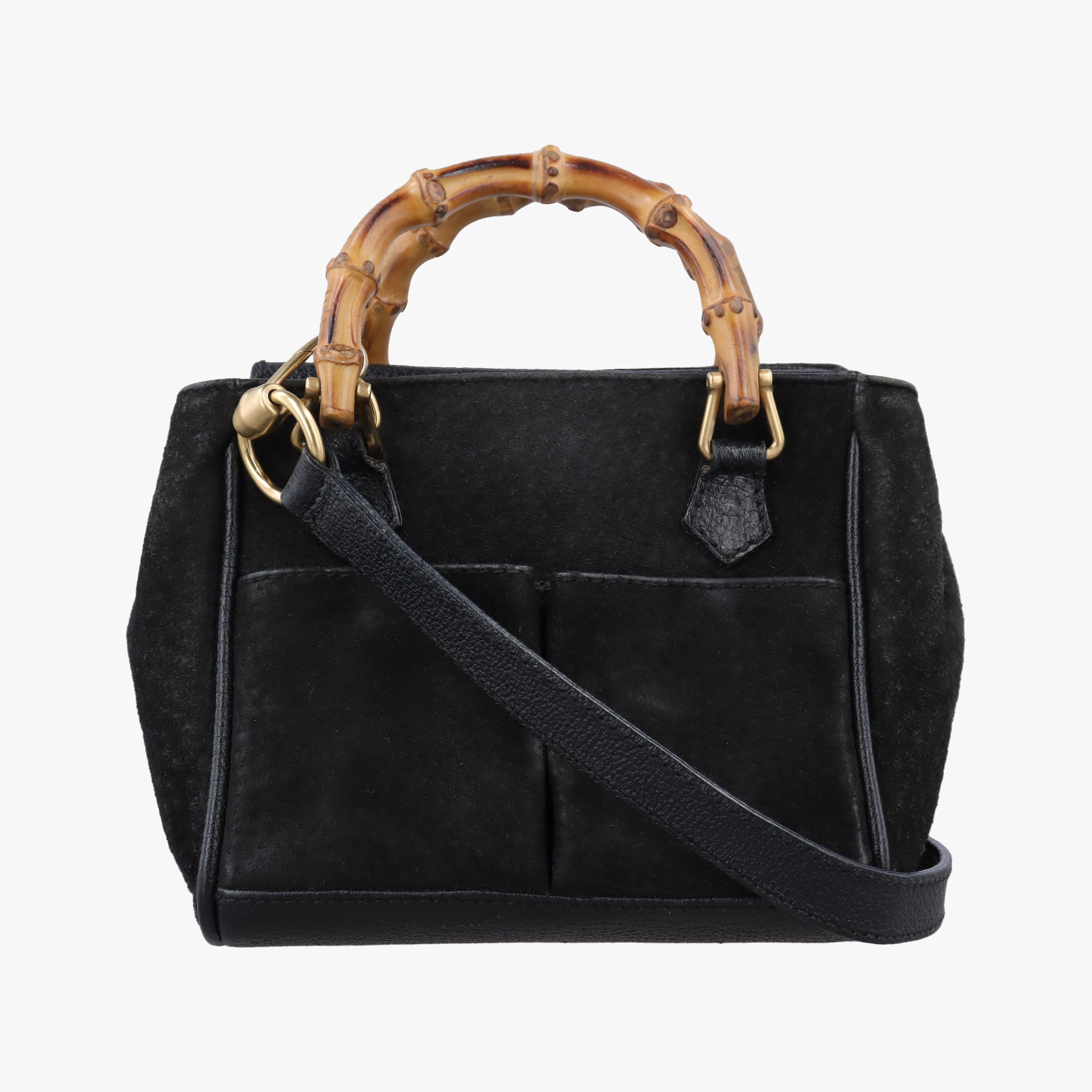 Pre-owned Gucci bamboo Black Suede× Leather 007.17 shoulderbag | stylenewstar