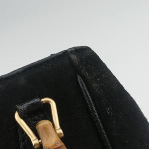 Pre-owned Gucci bamboo Black Suede× Leather 007.17 shoulderbag | stylenewstar