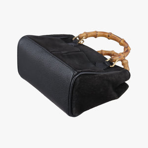 Pre-owned Gucci bamboo Black Suede× Leather 007.17 shoulderbag | stylenewstar