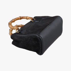 Pre-owned Gucci bamboo Black Suede× Leather 007.17 shoulderbag | stylenewstar