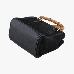 Pre-owned Gucci bamboo Black Suede× Leather 007.17 shoulderbag | stylenewstar