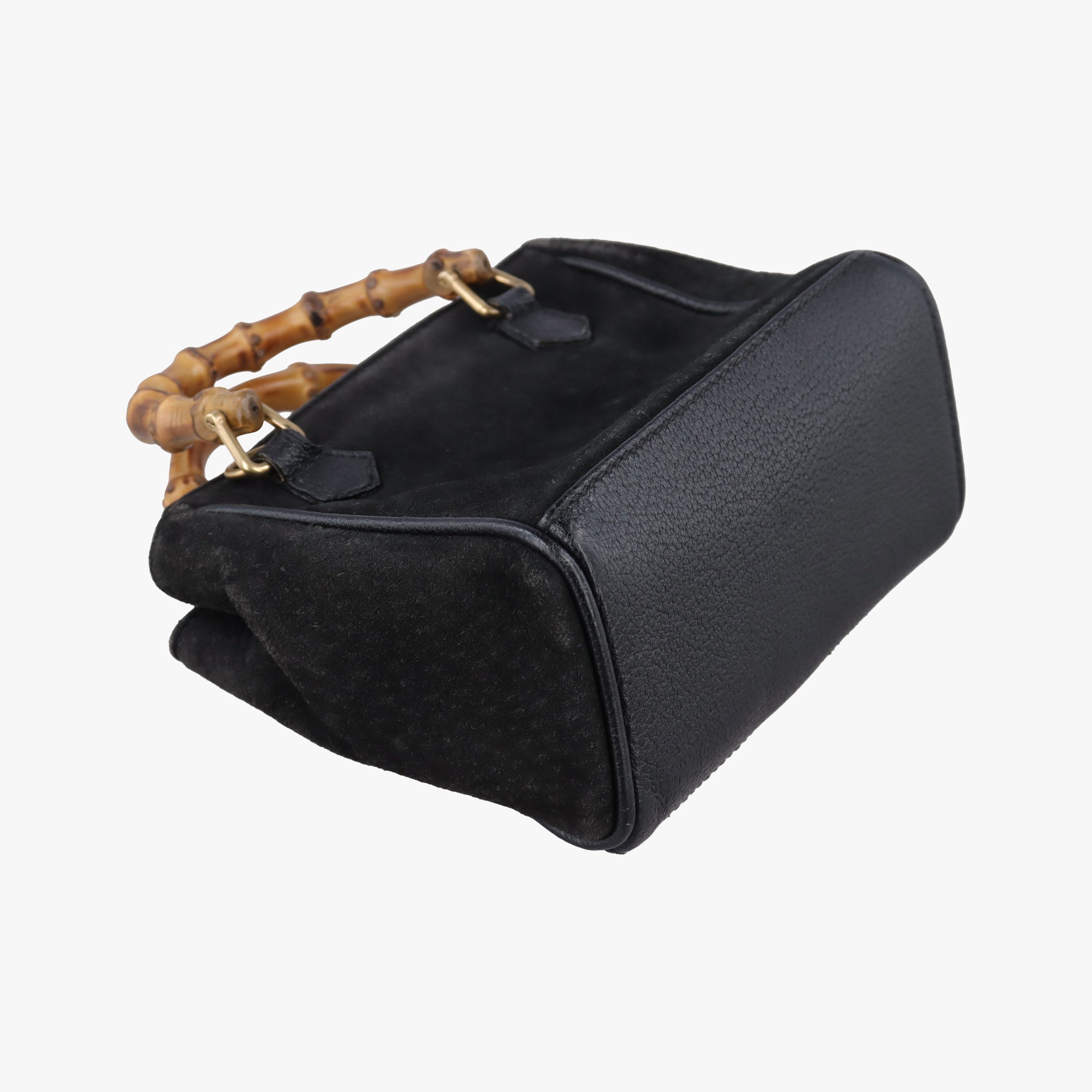 Pre-owned Gucci bamboo Black Suede× Leather 007.17 shoulderbag | stylenewstar
