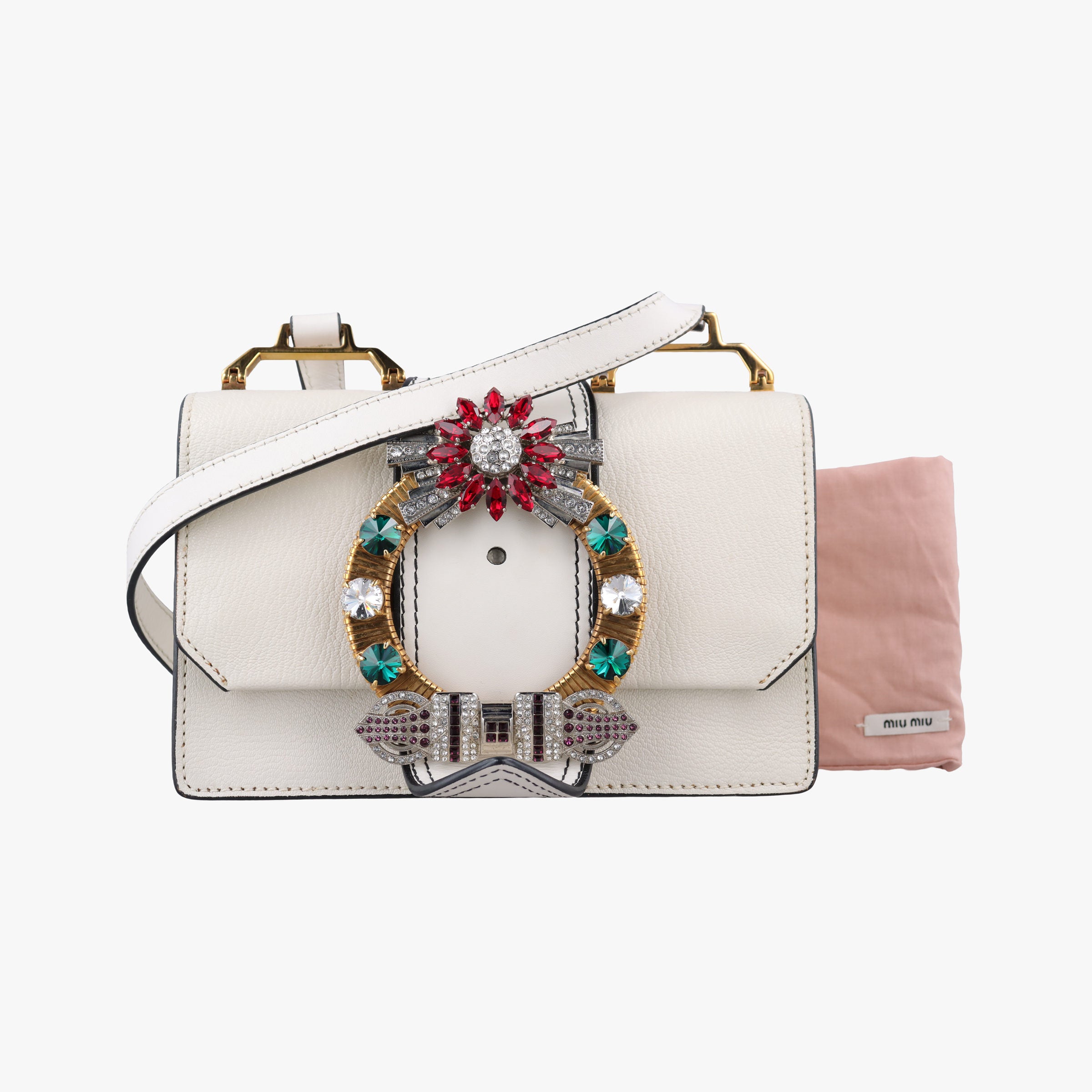 Pre-owned Miu Miu Miu Lady White Leather  shoulderbag | stylenewstar