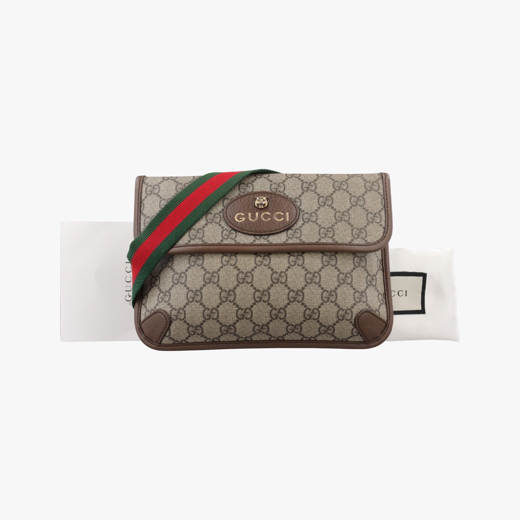 Pre-owned Gucci NEO VINTAGE GG Supreme Brown PVC coated canvas×Leather 493930 bum bag/waist bag | stylenewstar