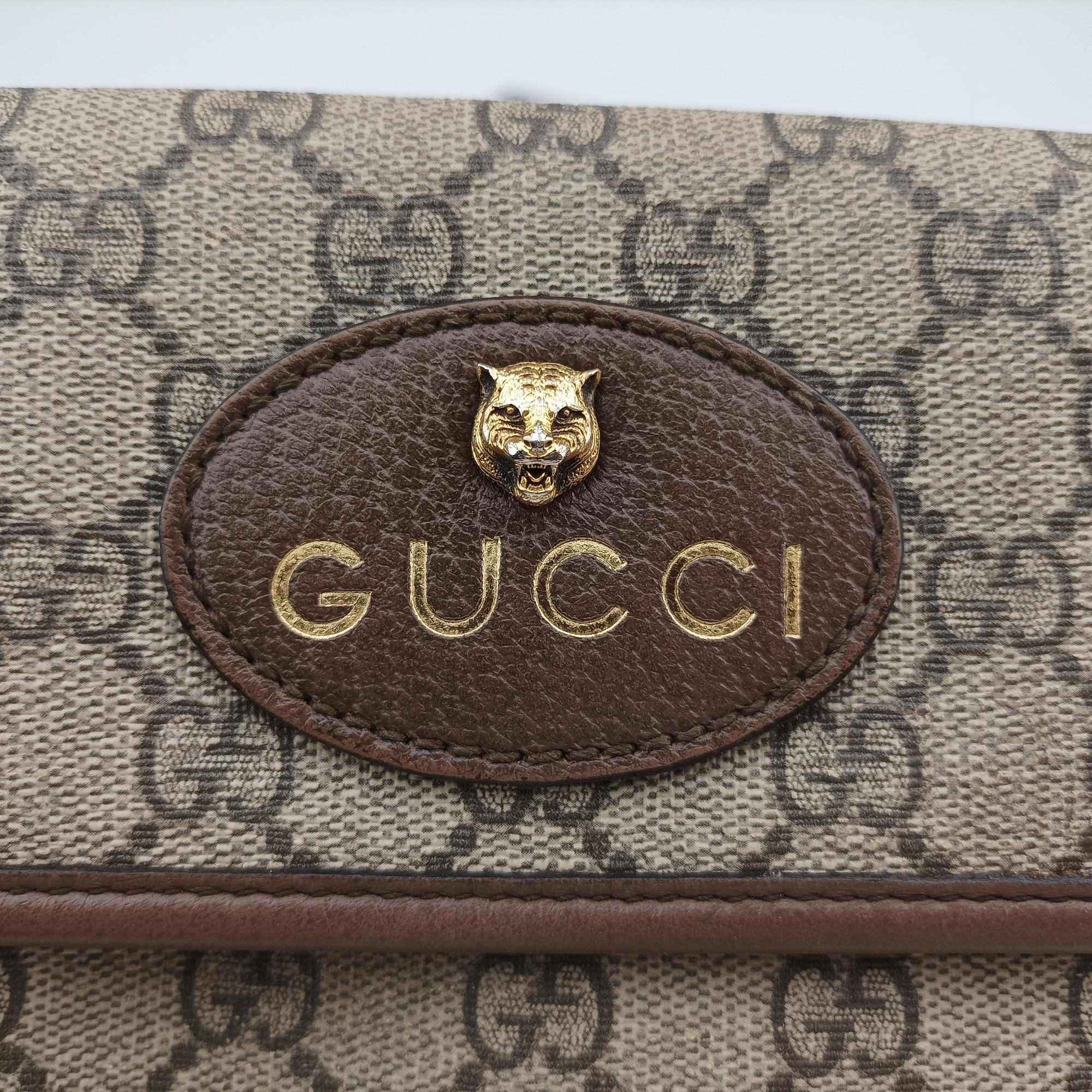 Pre-owned Gucci NEO VINTAGE GG Supreme Brown PVC coated canvas×Leather 493930 bum bag/waist bag | stylenewstar