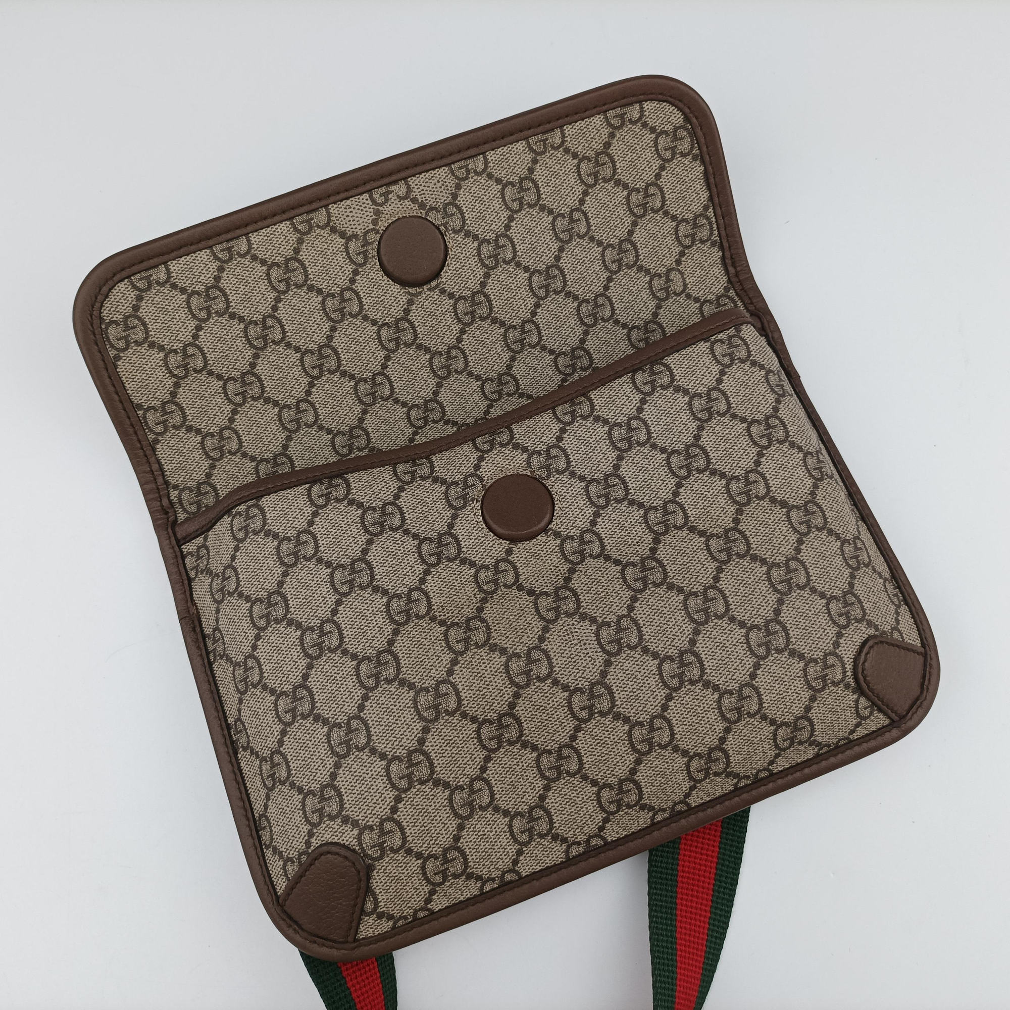 Pre-owned Gucci NEO VINTAGE GG Supreme Brown PVC coated canvas×Leather 493930 bum bag/waist bag | stylenewstar