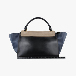 Pre-owned Celine Trapeze Beige×black×blue Suede × leather  shoulderbag | stylenewstar