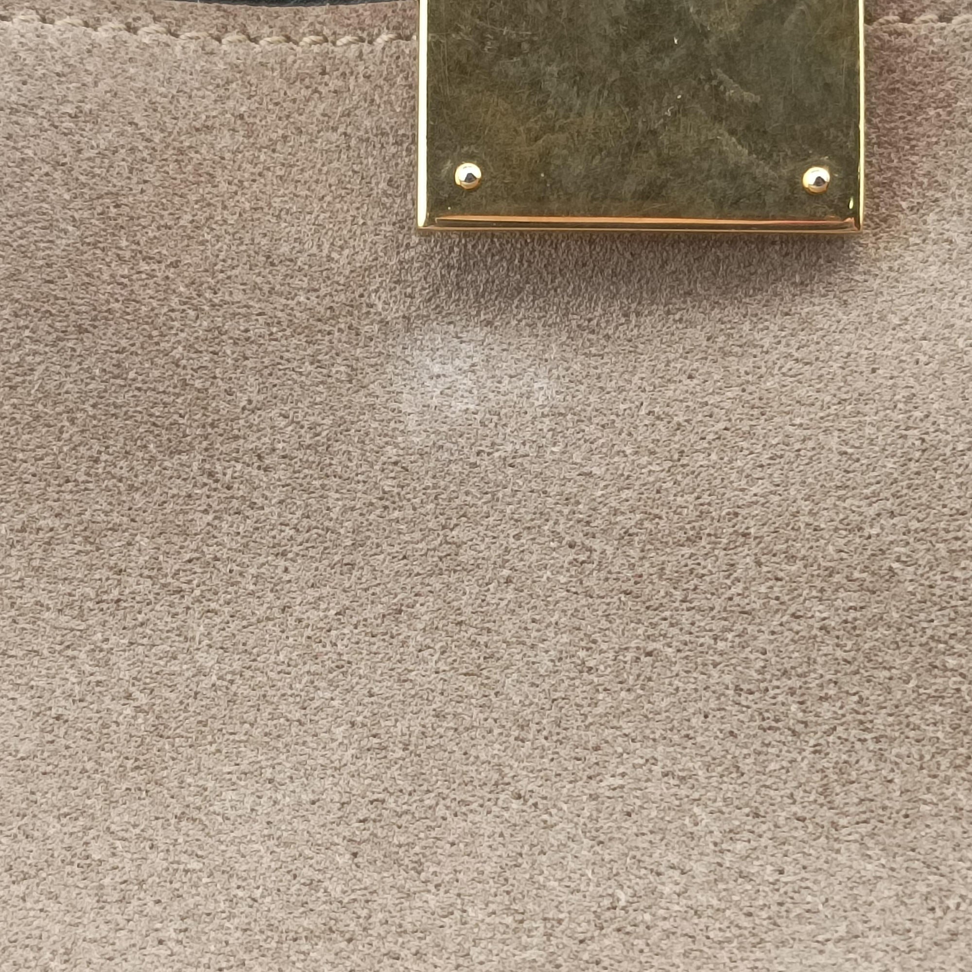Pre-owned Celine Trapeze Beige×black×blue Suede × leather  shoulderbag | stylenewstar