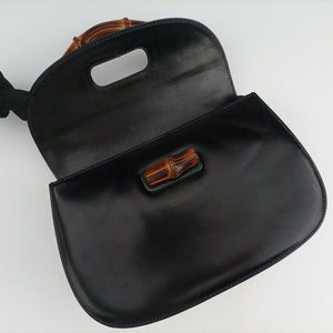Pre-owned Gucci Bamboo Black Leather 000-21 handbag | stylenewstar