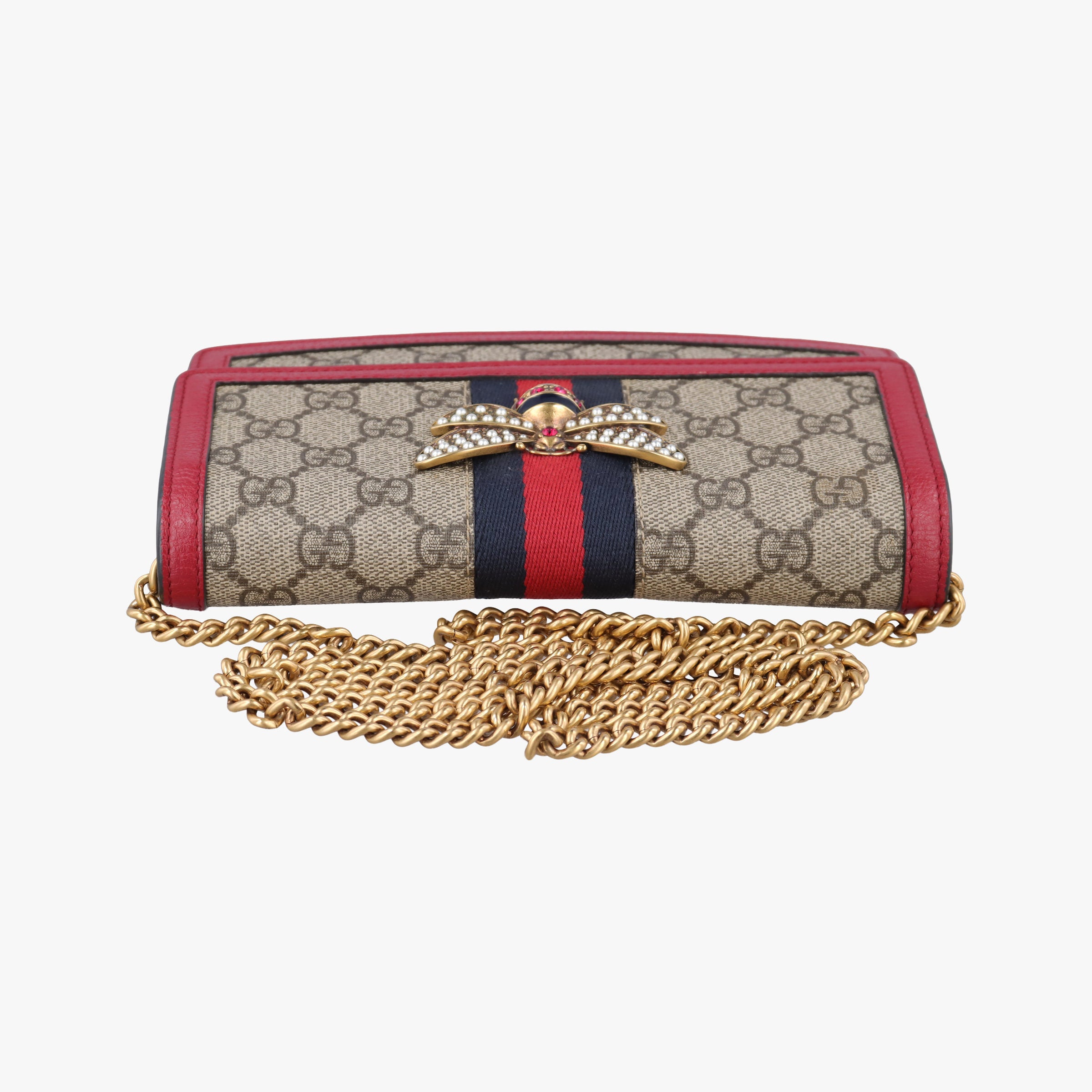 Vintage Gucci Queen Margaret Beige×Red×Navy PVC coated canvas×leather 476079 shoulderbag | stylenewstar