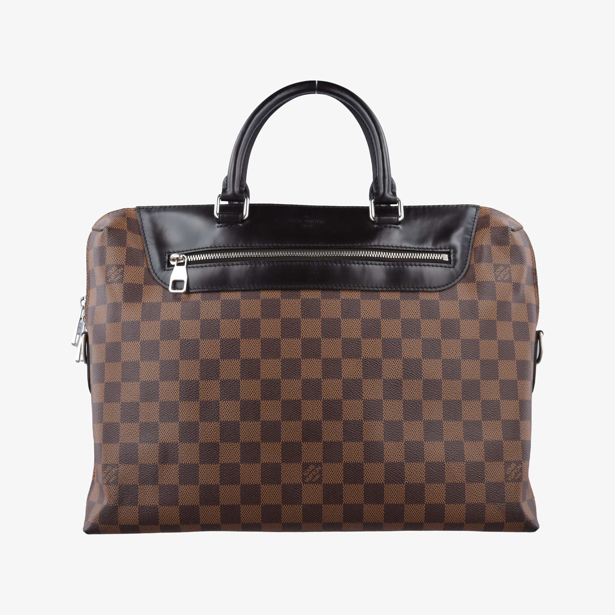 Pre-owned Louis Vuitton PDJ Port Document Jour Ebene x Noir Damier canvas x leather N41438 handbag | stylenewstar