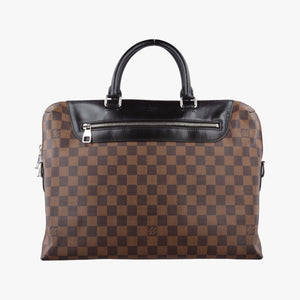 Pre-owned Louis Vuitton PDJ Port Document Jour Ebene x Noir Damier canvas x leather N41438 handbag | stylenewstar