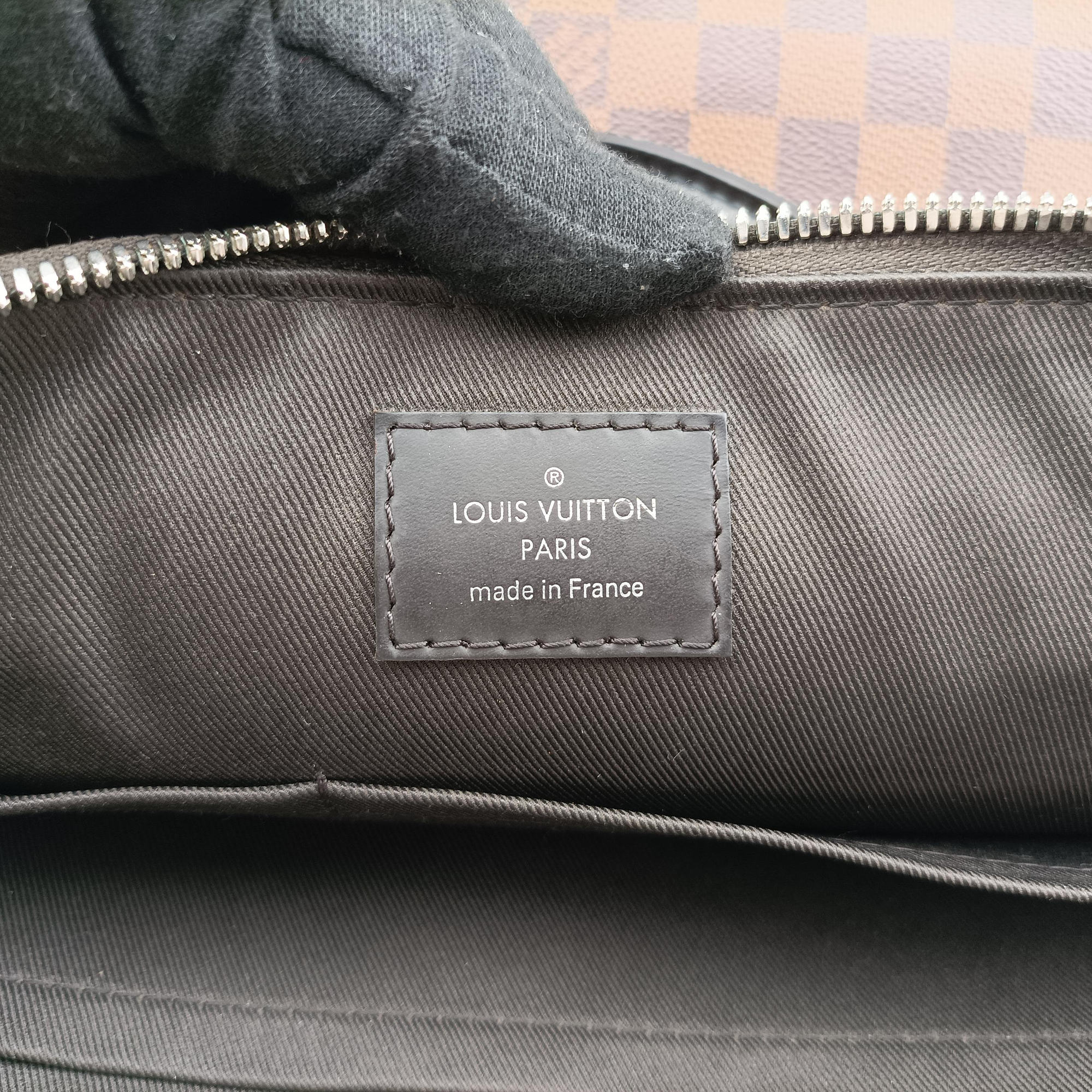 Pre-owned Louis Vuitton PDJ Port Document Jour Ebene x Noir Damier canvas x leather N41438 handbag | stylenewstar
