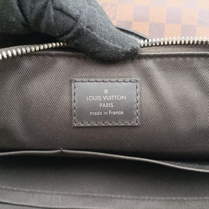 Pre-owned Louis Vuitton PDJ Port Document Jour Ebene x Noir Damier canvas x leather N41438 handbag | stylenewstar