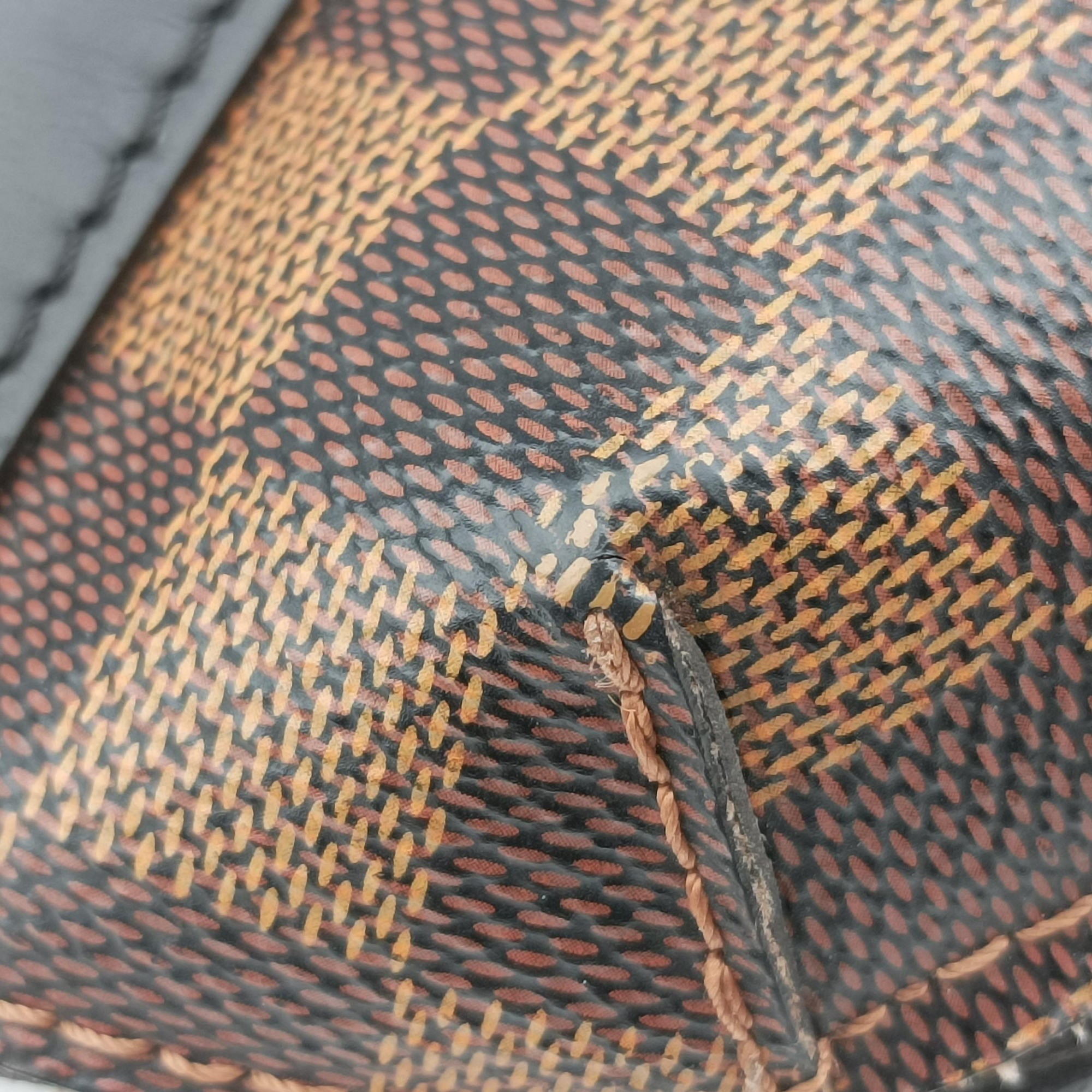 Pre-owned Louis Vuitton PDJ Port Document Jour Ebene x Noir Damier canvas x leather N41438 handbag | stylenewstar