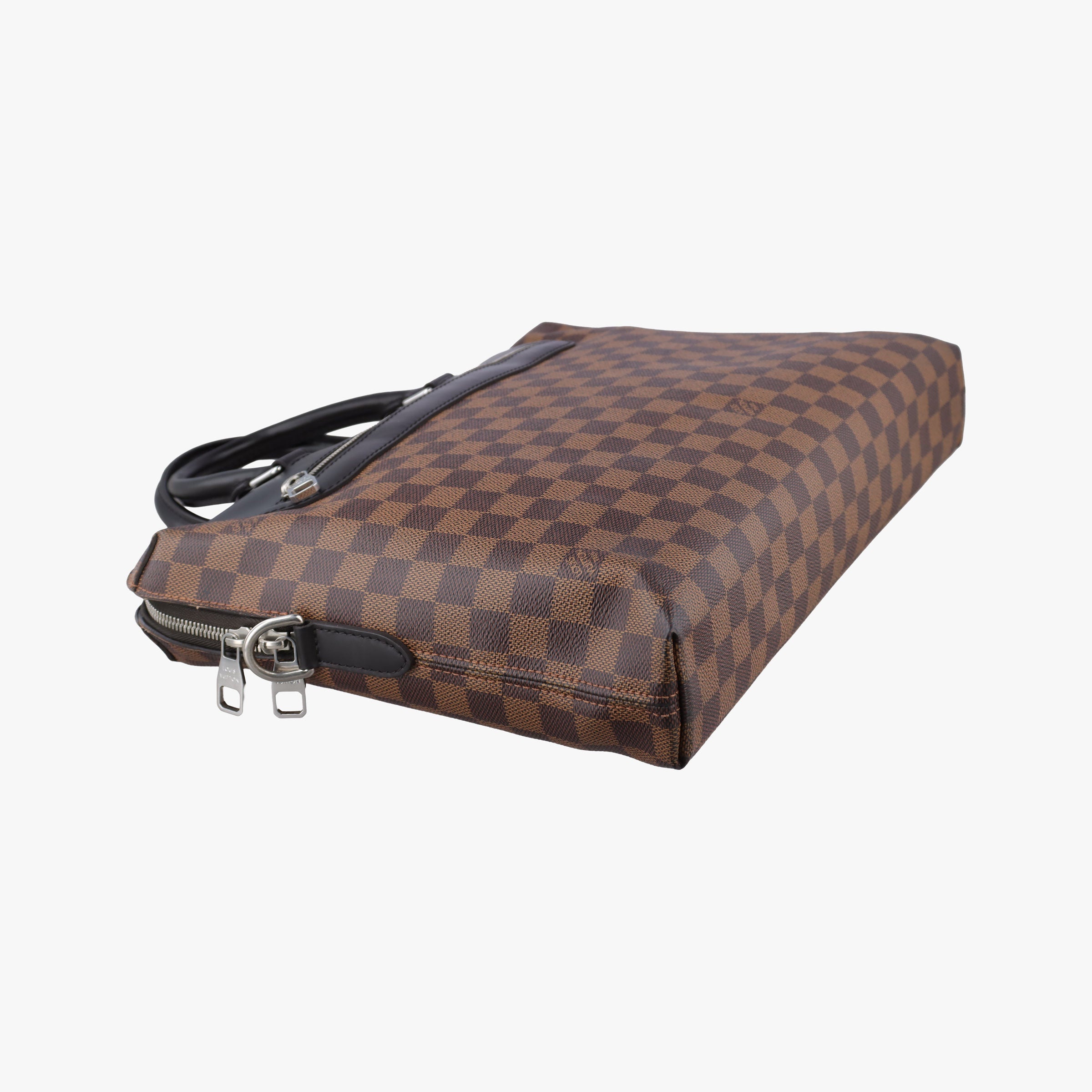 Pre-owned Louis Vuitton PDJ Port Document Jour Ebene x Noir Damier canvas x leather N41438 handbag | stylenewstar