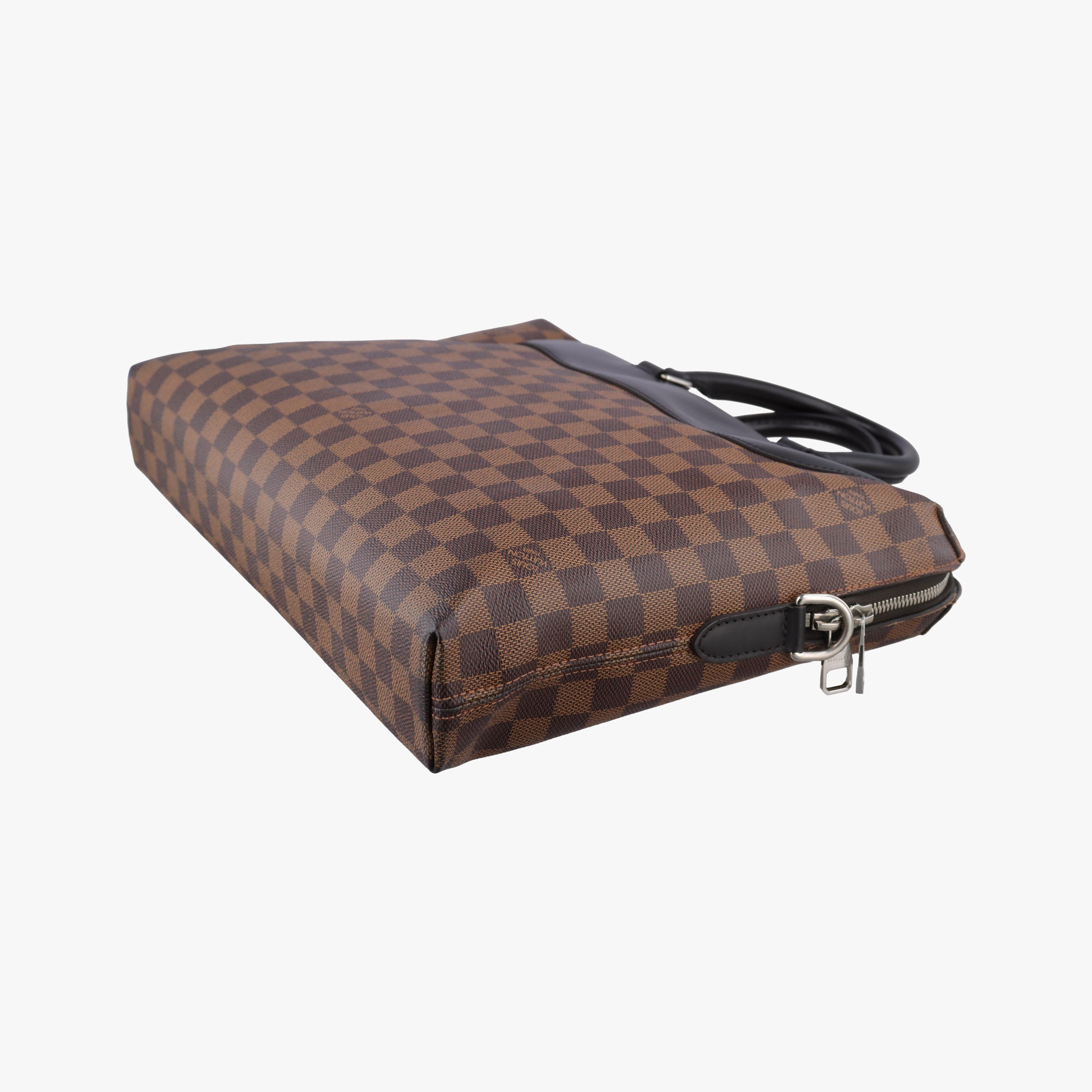 Pre-owned Louis Vuitton PDJ Port Document Jour Ebene x Noir Damier canvas x leather N41438 handbag | stylenewstar