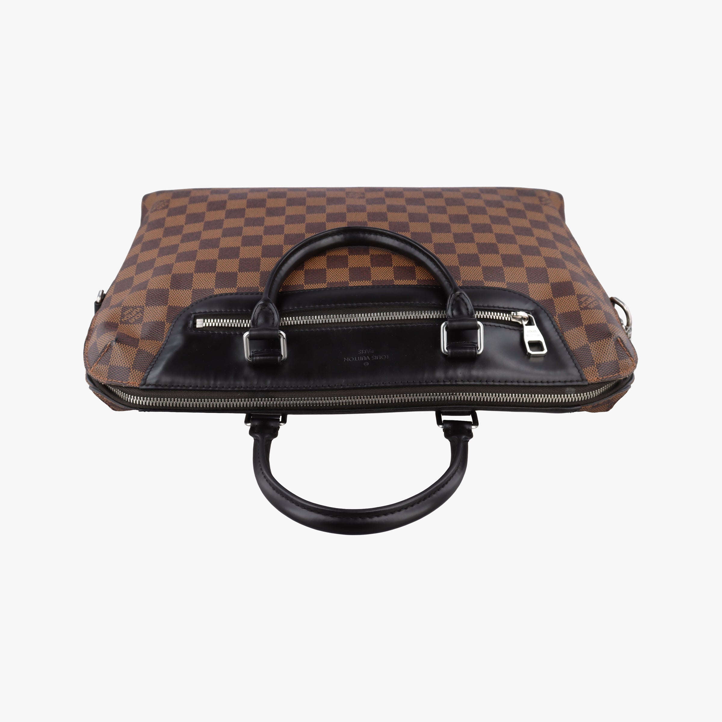 Pre-owned Louis Vuitton PDJ Port Document Jour Ebene x Noir Damier canvas x leather N41438 handbag | stylenewstar