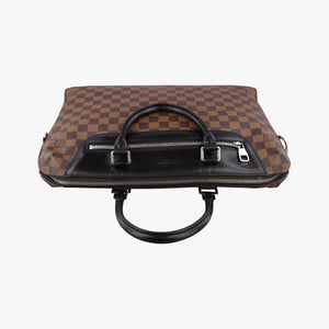 Pre-owned Louis Vuitton PDJ Port Document Jour Ebene x Noir Damier canvas x leather N41438 handbag | stylenewstar