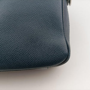 Pre-owned Louis Vuitton Porto Document Business MM Ocean Blue Taiga M32705 handbag | stylenewstar