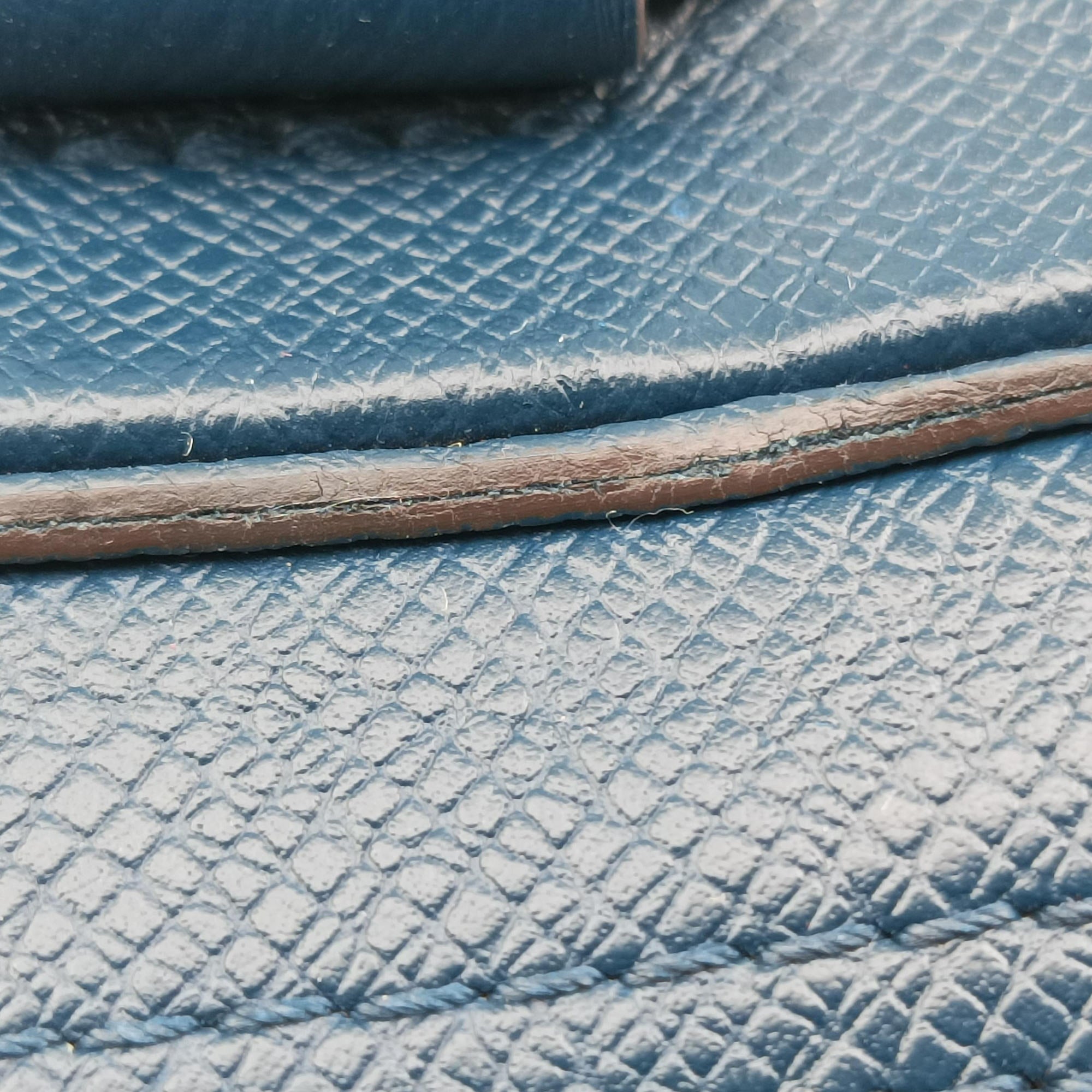 Pre-owned Louis Vuitton Porto Document Business MM Ocean Blue Taiga M32705 handbag | stylenewstar