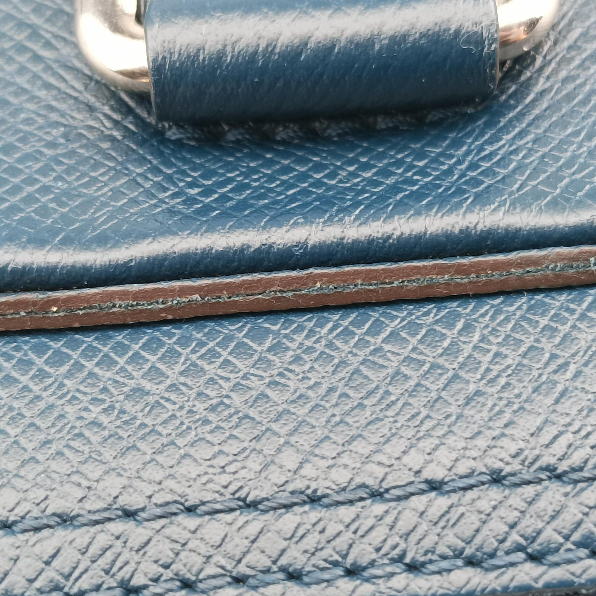 Pre-owned Louis Vuitton Porto Document Business MM Ocean Blue Taiga M32705 handbag | stylenewstar