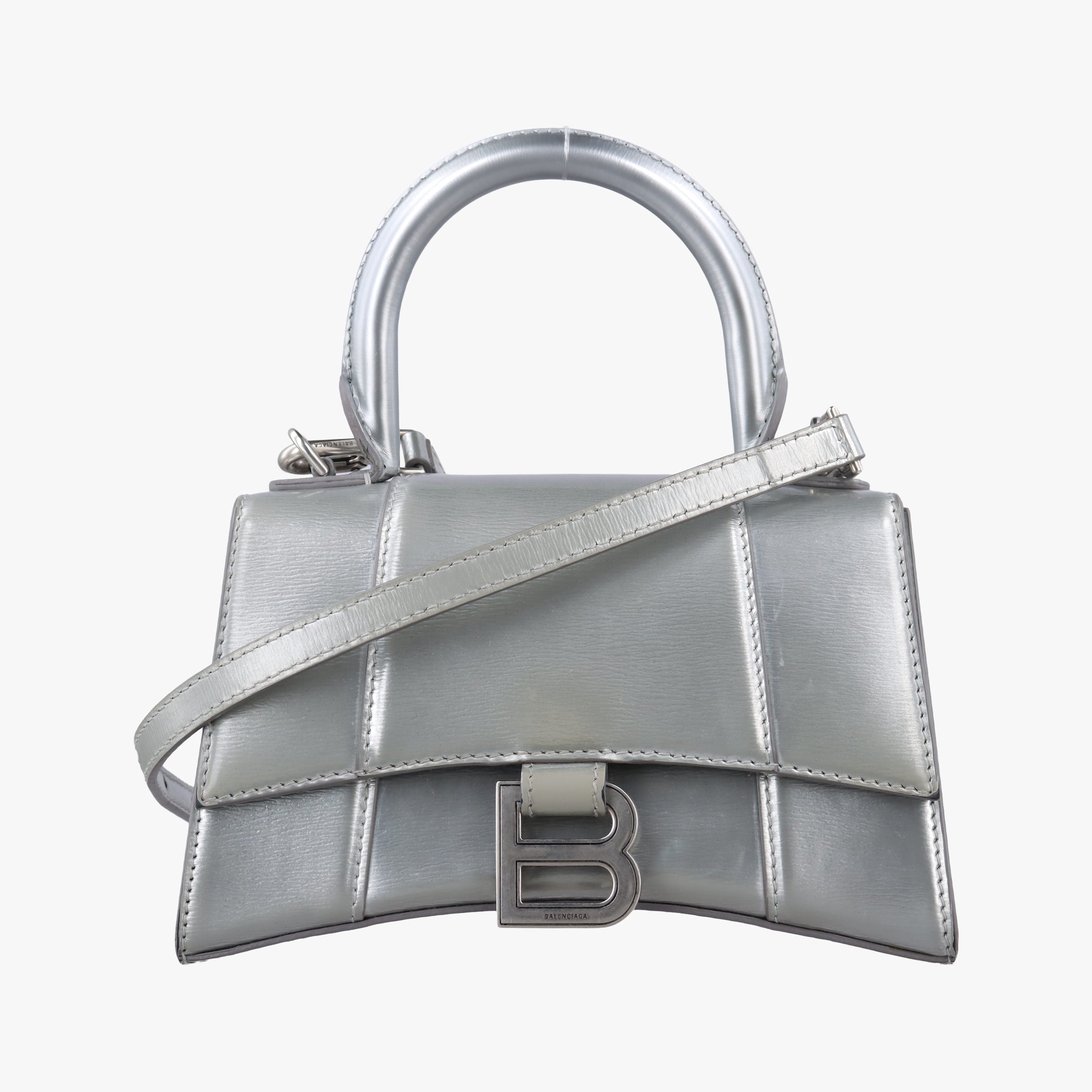 Vintage Balenciaga Hourglass XS Silver leather  shoulderbag | stylenewstar