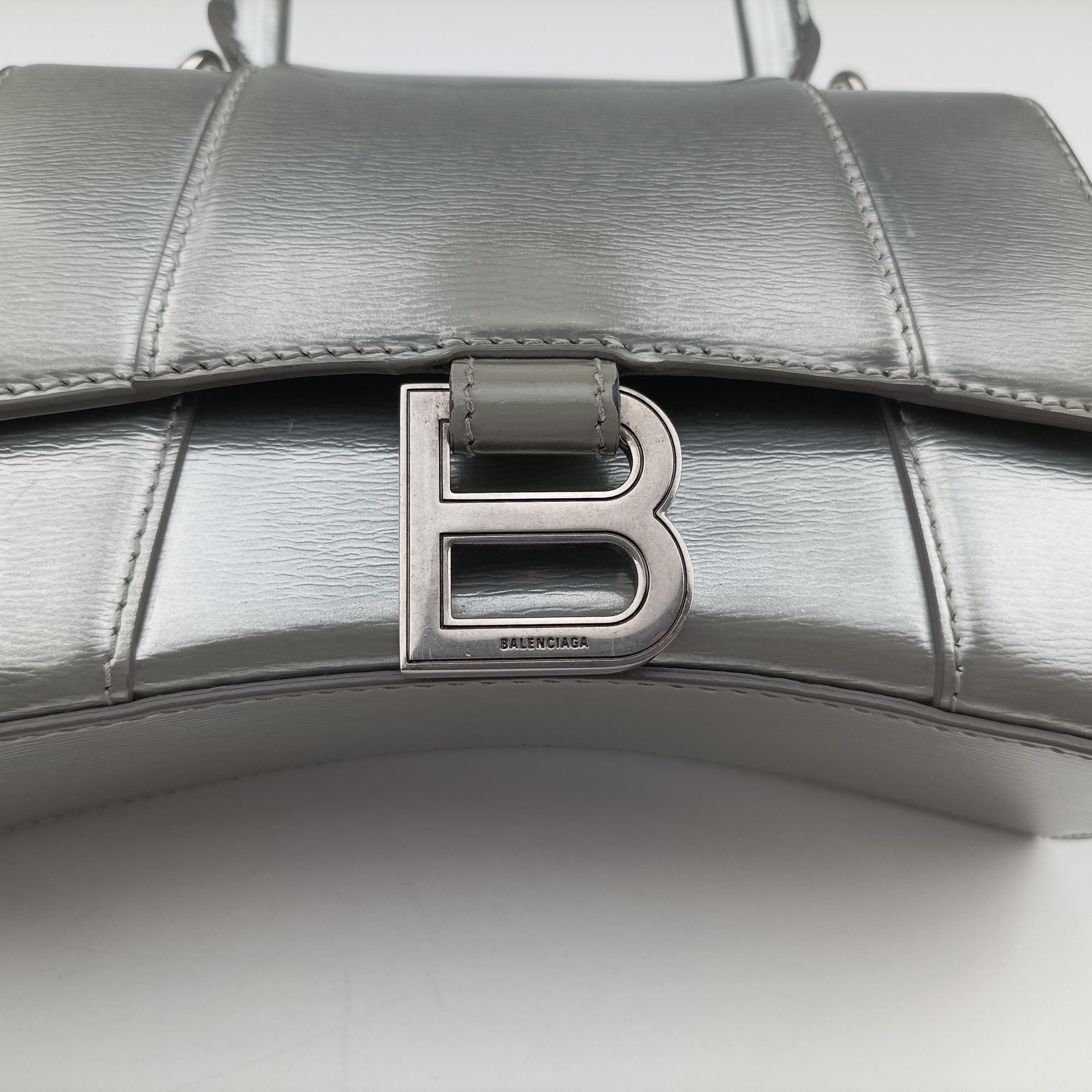 Vintage Balenciaga Hourglass XS Silver leather  shoulderbag | stylenewstar
