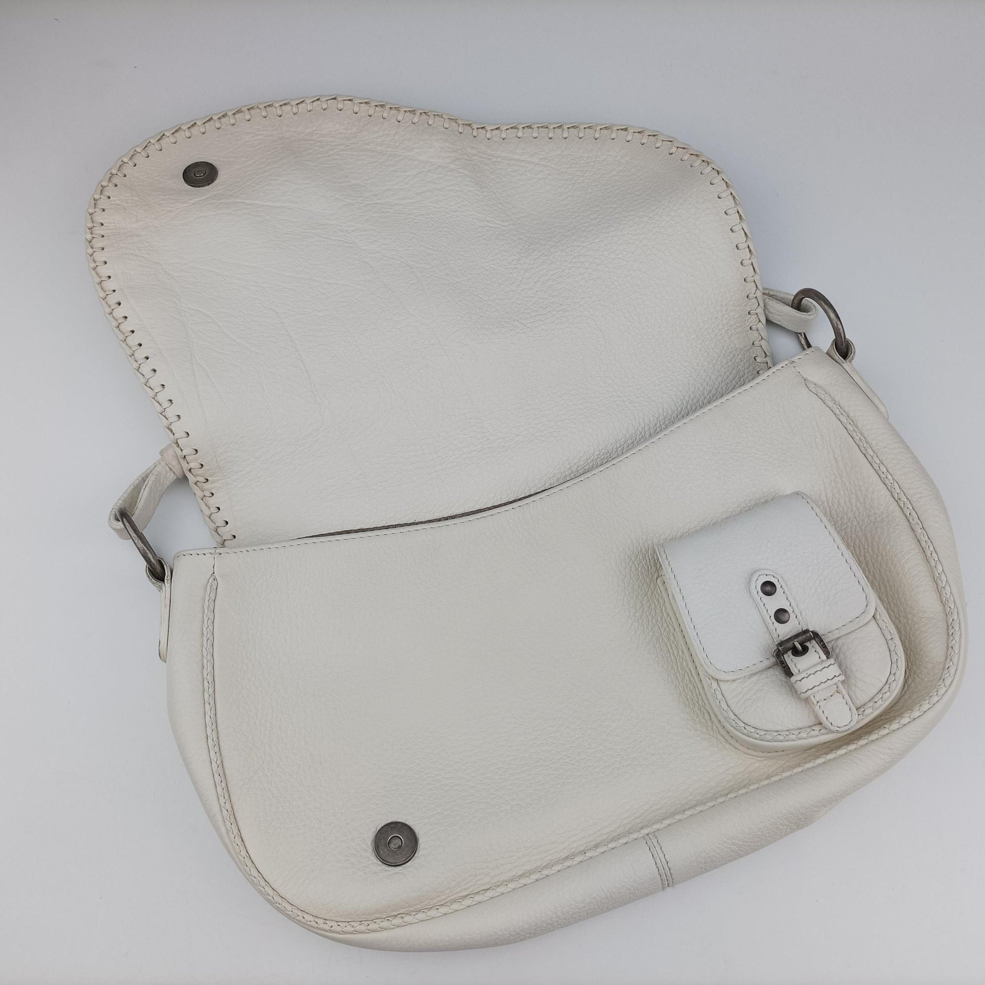 Vintage Christian Dior Gaucho White leather  shoulderbag | stylenewstar