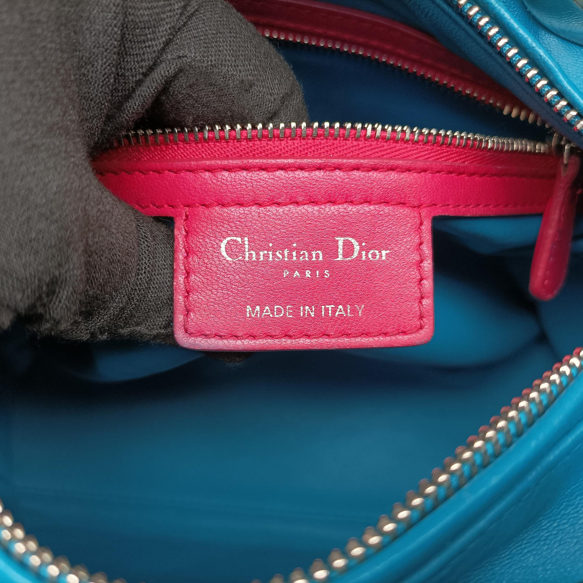 Secondhand Christian Dior Lady Dior Navy×Pink×Light Blue lambskin  handbag | stylenewstar