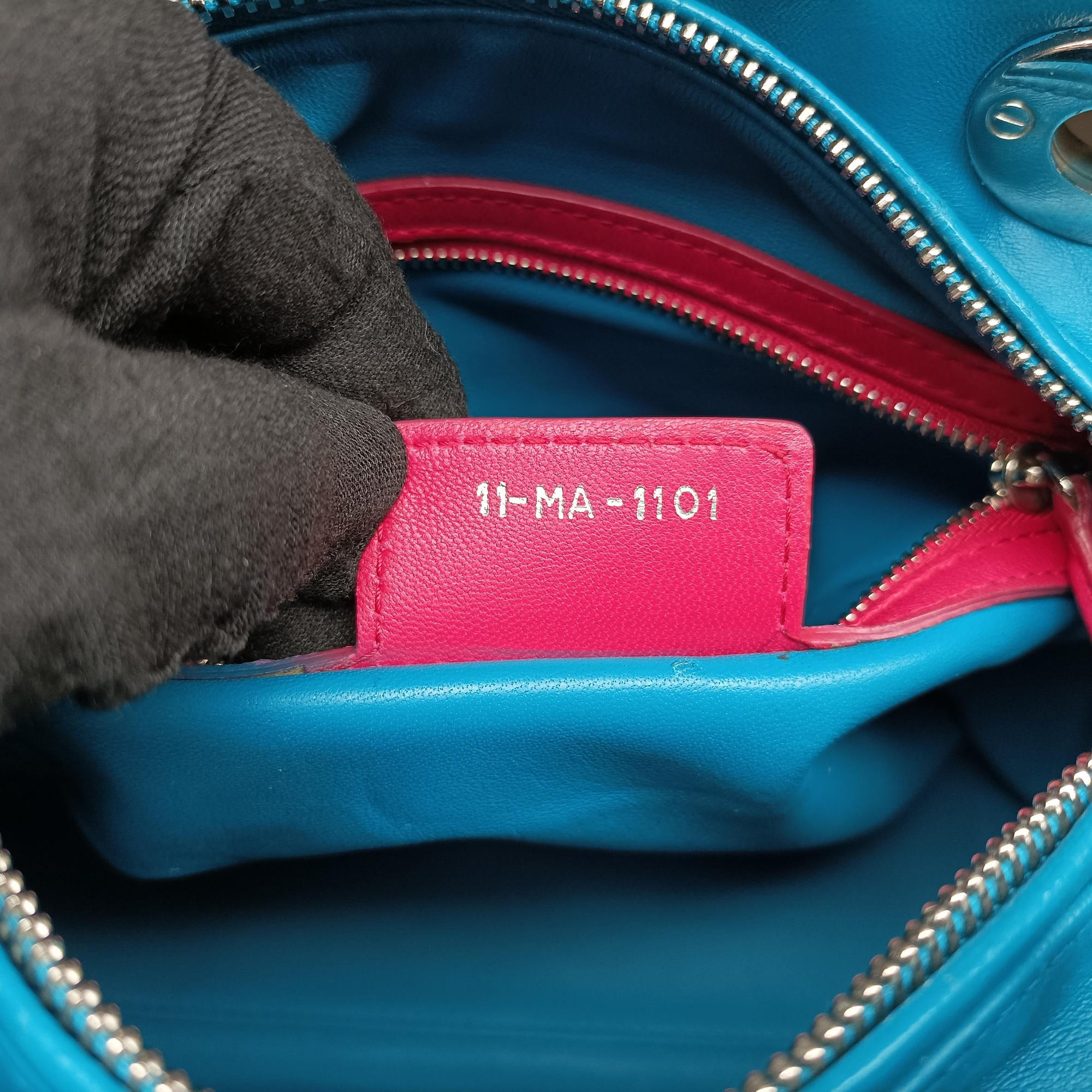 Secondhand Christian Dior Lady Dior Navy×Pink×Light Blue lambskin  handbag | stylenewstar