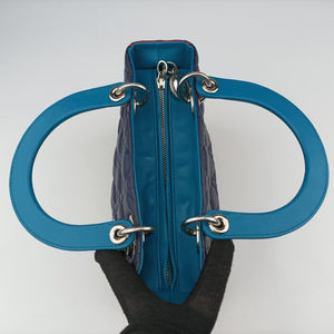 Secondhand Christian Dior Lady Dior Navy×Pink×Light Blue lambskin  handbag | stylenewstar